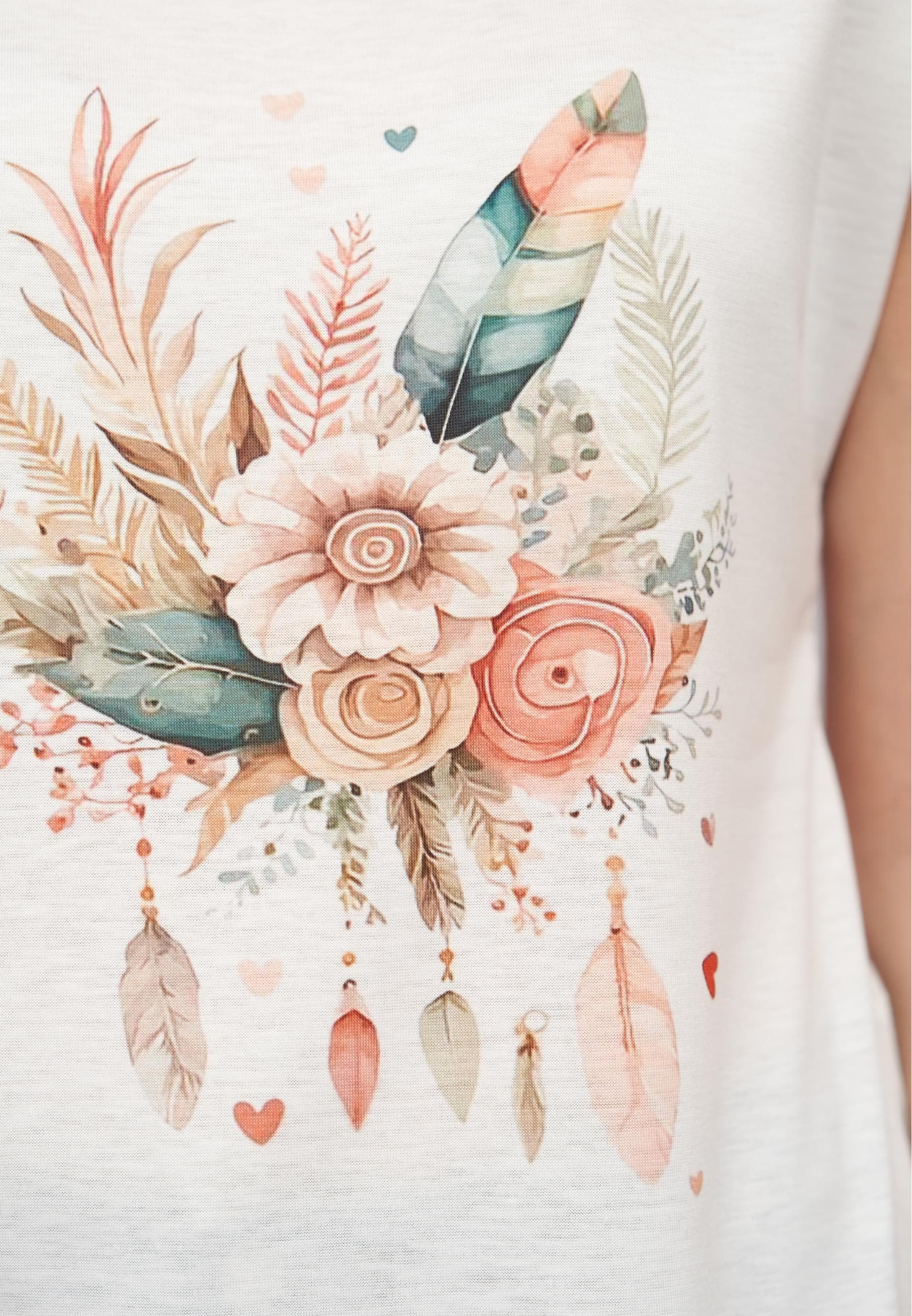 CLOUD 5IVE T-Shirt »CLOUD 5IVE Viskose T-Shirt mit Traumfänger-Blumen Print« 1 Stk.