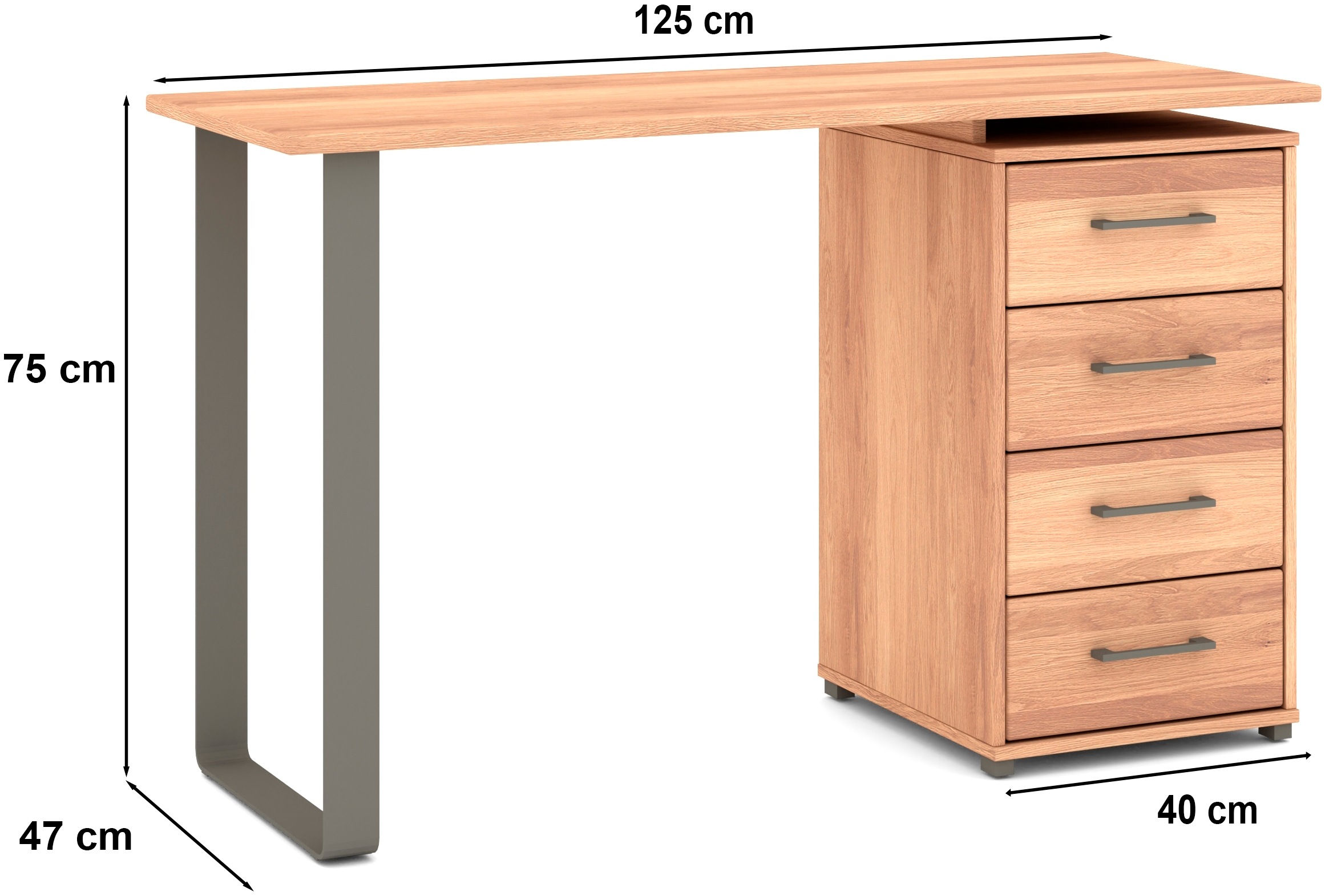 Musterring Schminktisch »Sorrent, Frisiertisch, Schreibtisch, Kosmetiktisch, teilmassiv Eiche«, (mit Schubladen, beidseitig montierbar, 125x75x47 cm)