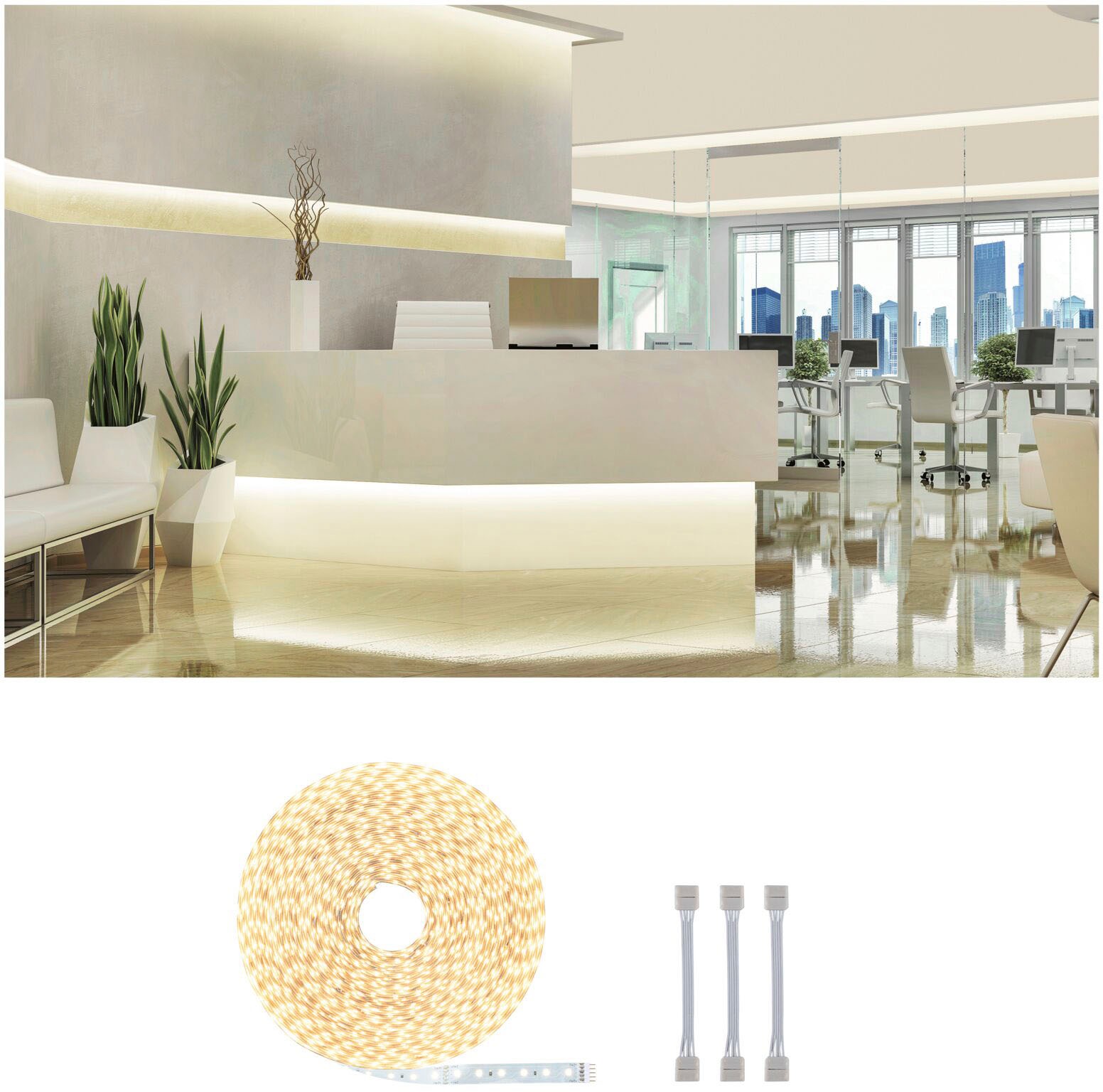 Paulmann LED-Streifen »MaxLED 500 Einzelstripe inkl. Adapterkabel 20m Warmweiße 72W 550lm/m«, 1 St.-flammig, unbeschichtet