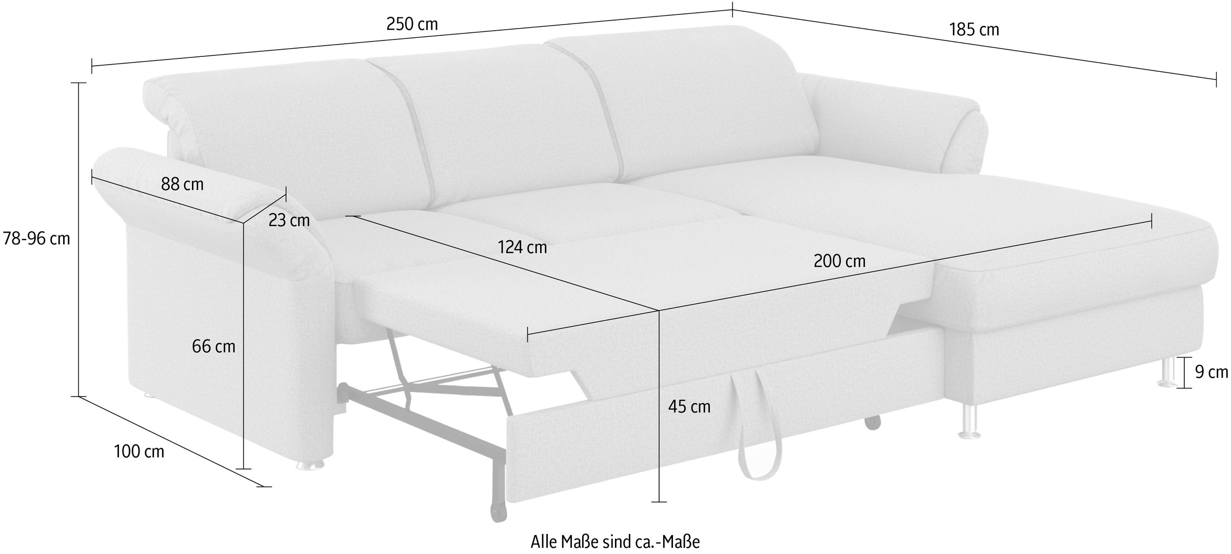 sit&more Ecksofa »Apulia L-Form«, wahlweise Bettfunktion, Bettkasten und Kopf- und Armteilverstellung