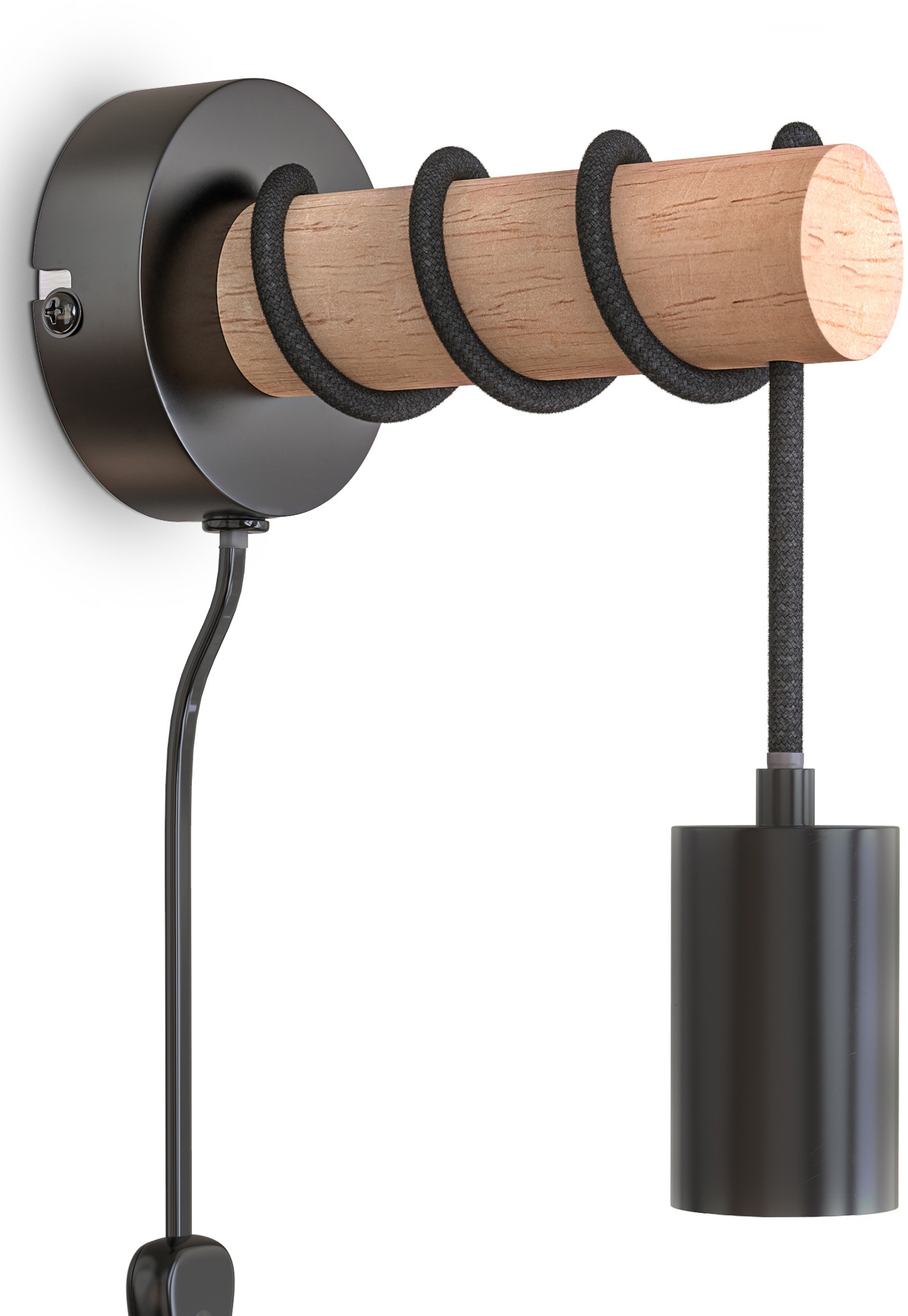 B.K.Licht Wandleuchte »BK_WL1340 Wandlampe Innen, Industrial Design, Stahl, Holz, E27«, 1 flammig, Leuchtmittel E27 | ohne Leuchtmittel, 1 flammige Wandleuchte, ohne Leuchtmittel, Vintage