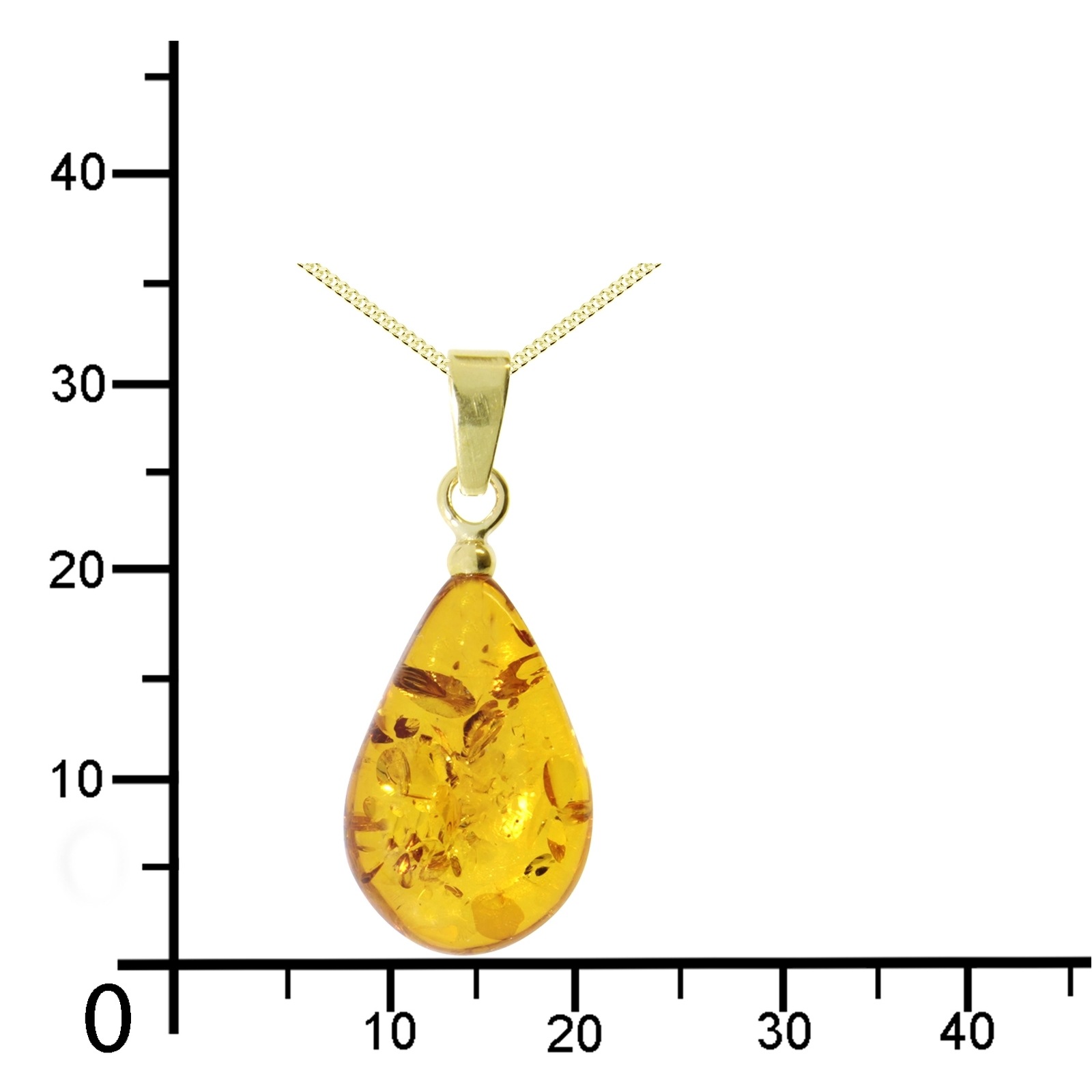 OSTSEE-SCHMUCK Kette mit Anhänger »Ostsee-Schmuck Kette mit Anhänger Tropfen flach, ca. 17 mm lang«, (2 tlg.)