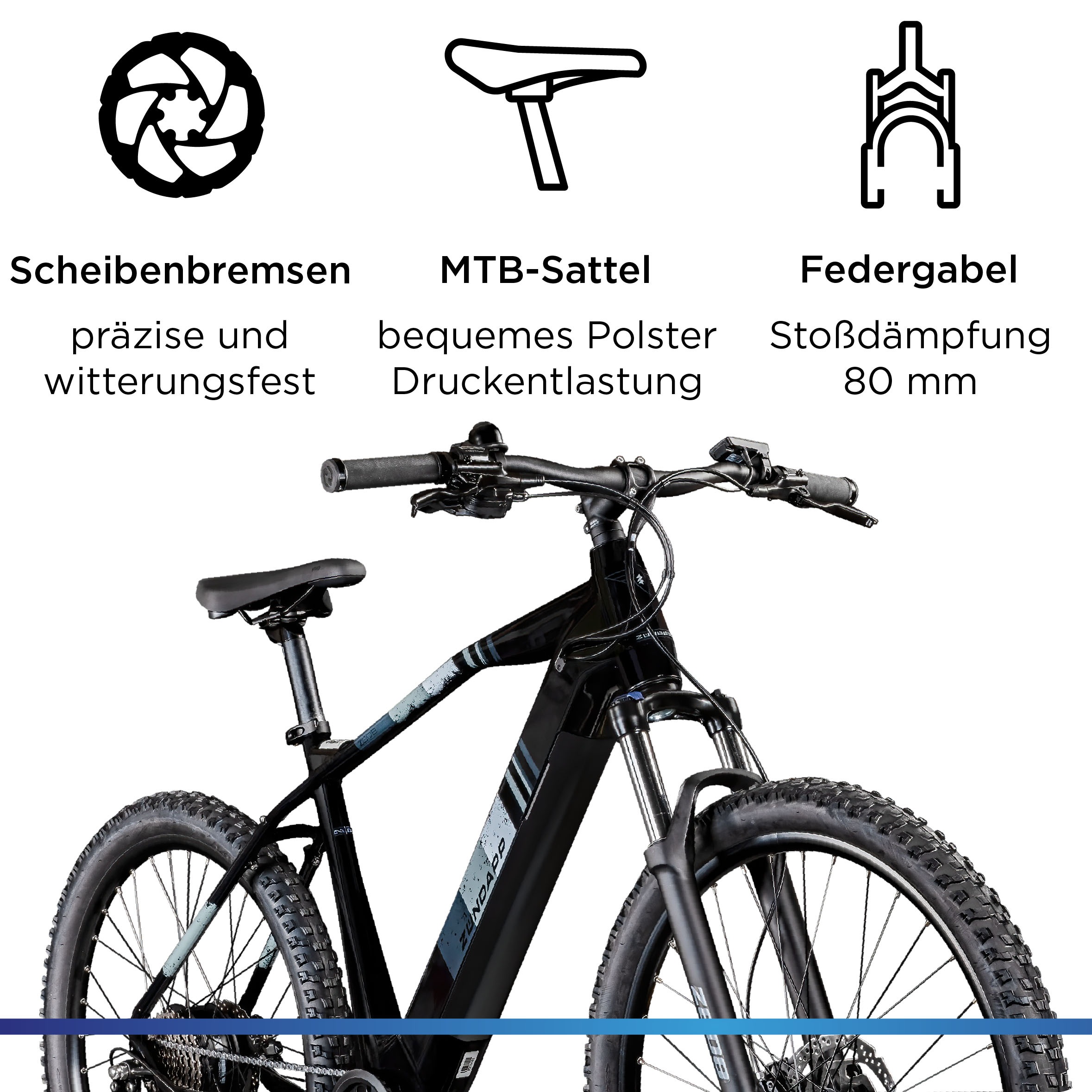 Zündapp E-Bike »Z808«, 10 Gang, Shimano, Deore RD-T6000, Heckmotor 250 W