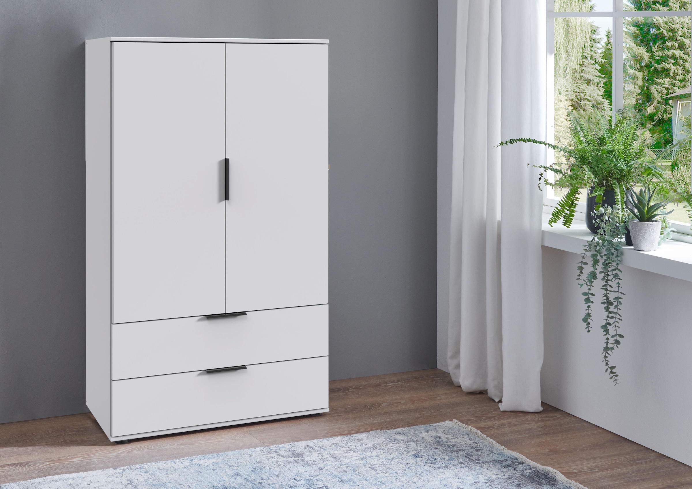 Wimex Wäscheschrank »Easy Plus Kleiderschrank Garderobe 2 Schubladen, 81 oder 130cm breit« in verschiedenen Farben, moderne Optik mit schwarzen Metallgriffen
