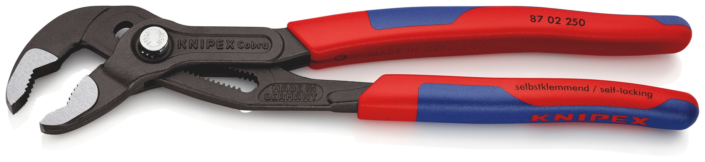 Knipex Wasserpumpenzange »87 02 250 Cobra® Hightech«, (1 tlg.), grau atramentiert, mit schlanken Mehrkomponenten-Hüllen 250 mm