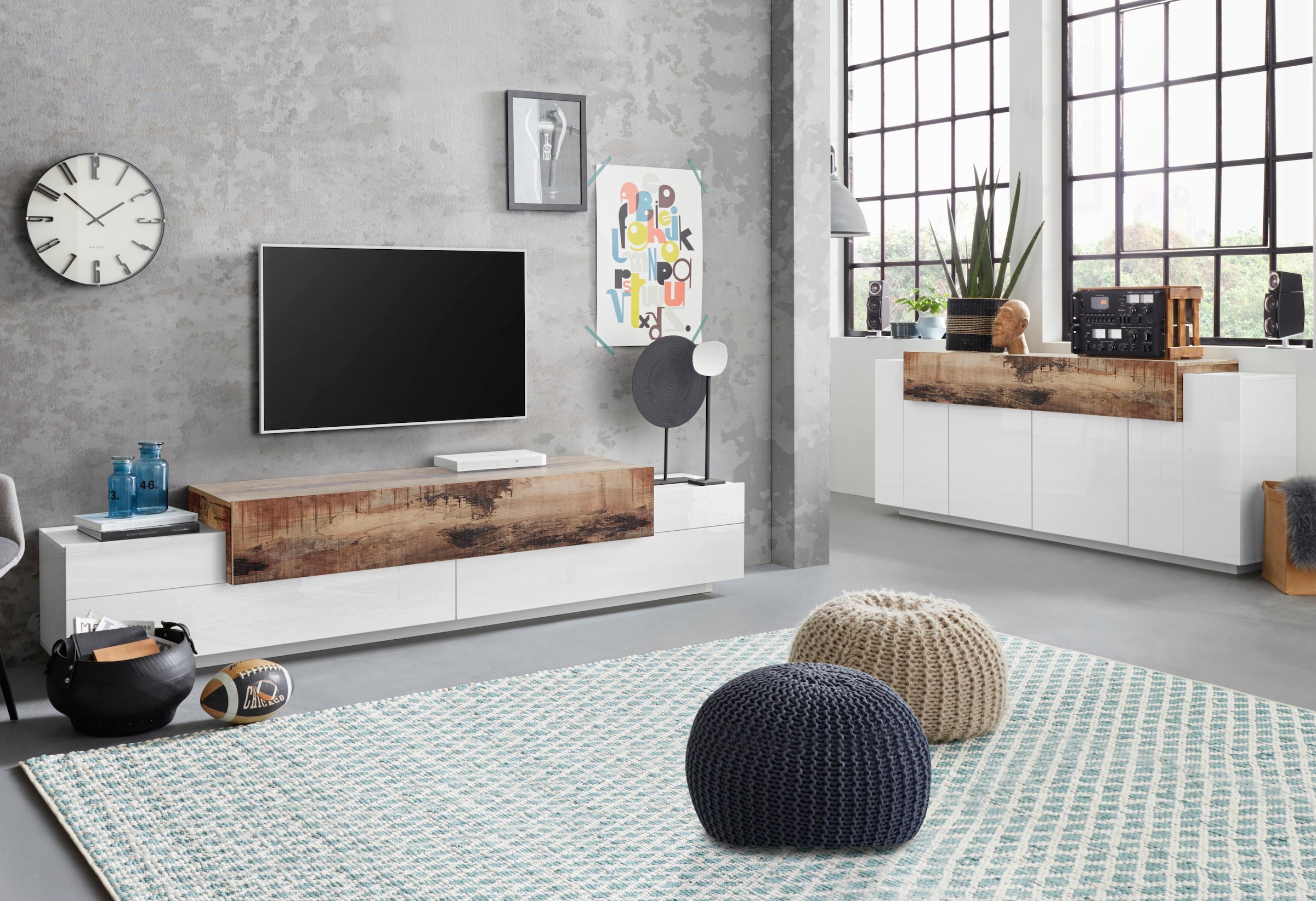 INOSIGN Sideboard »Coro, Kommode, Schrank, Kredenz, grifflos mit Einlegeböden«, 1 klappe,4 Türen, Doppeltiefe, B/T/H 200x45x85,6cm