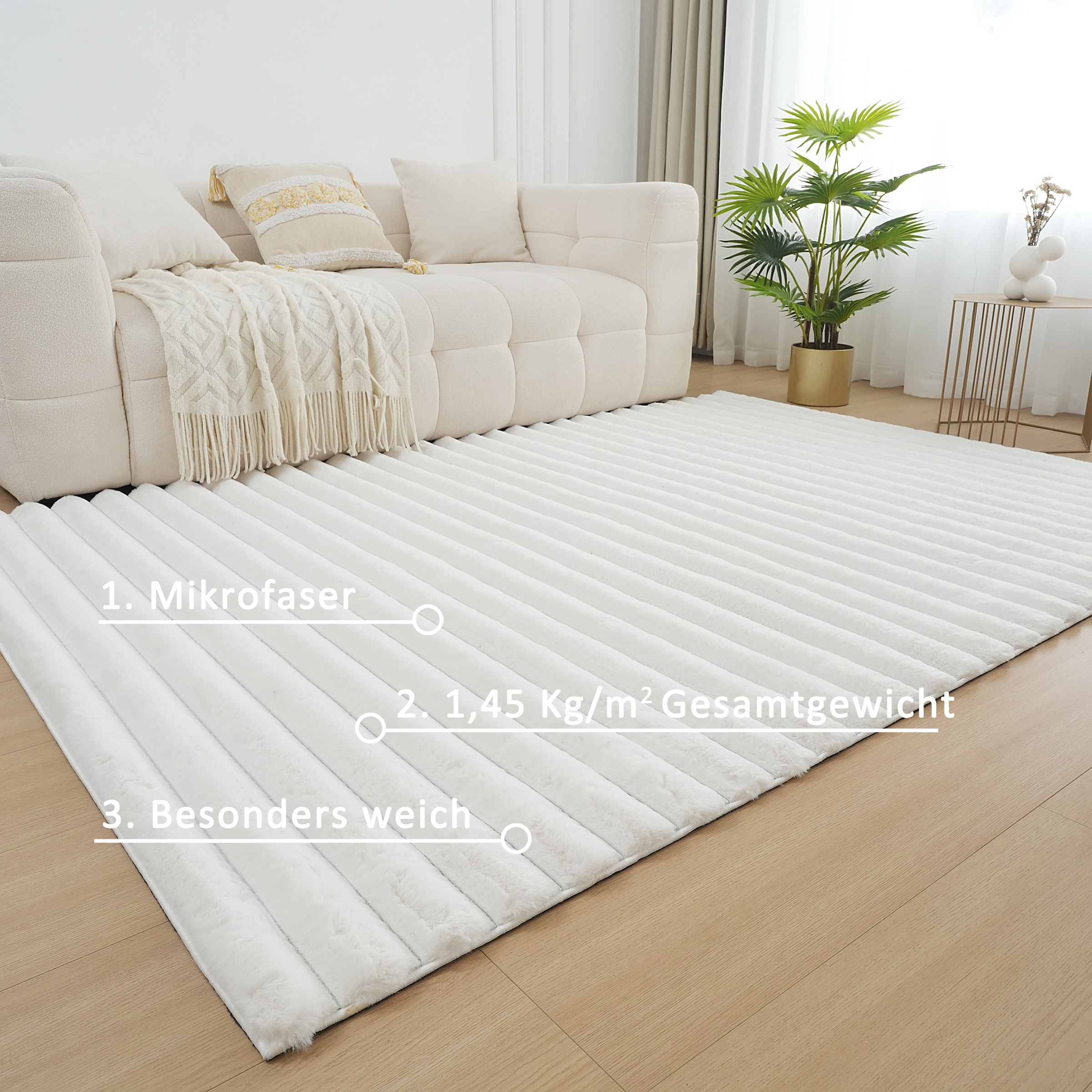 my home Teppich »Melanie, Kunstfellteppich, besonders weich, Hoch-Tief-Effekt«, rechteckig, 28 mm Höhe, Kaninchenfell Optik, Wohnzimmer, Schlafzimmer, auch als Läufer