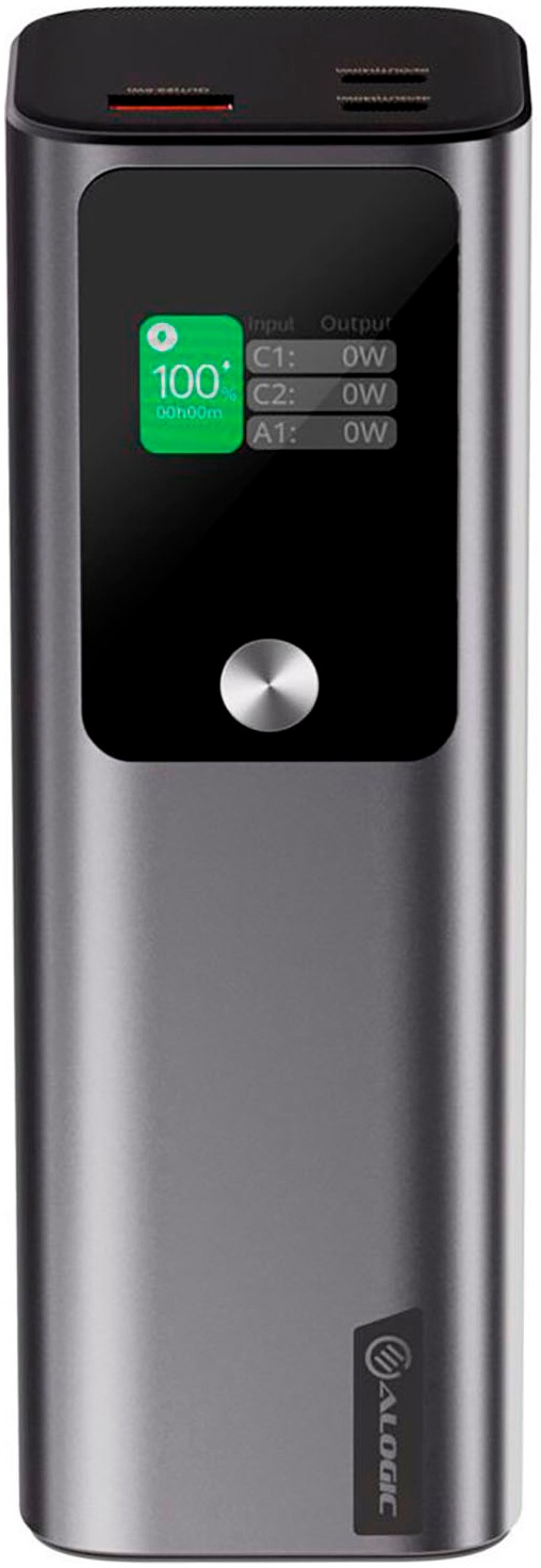 ALOGIC Powerbank »ARK« Ark Powerbank 27.000 mAh with 140W USB-C Charging 27.000 mAh grau / schwarz Praktischer Ein-/Aus-Knopf