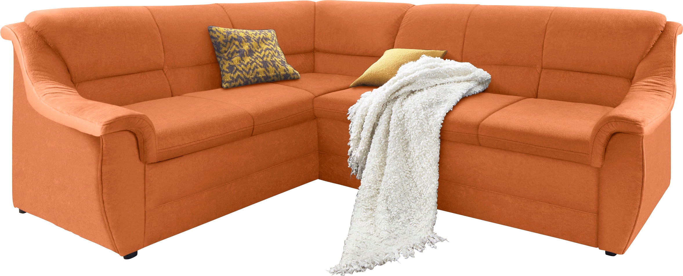 DOMO collection Ecksofa »Lale zeitlose Formensprache, komfortabel, L-Form« mit langem Schenkel, wahlweise mit Bettfunktion