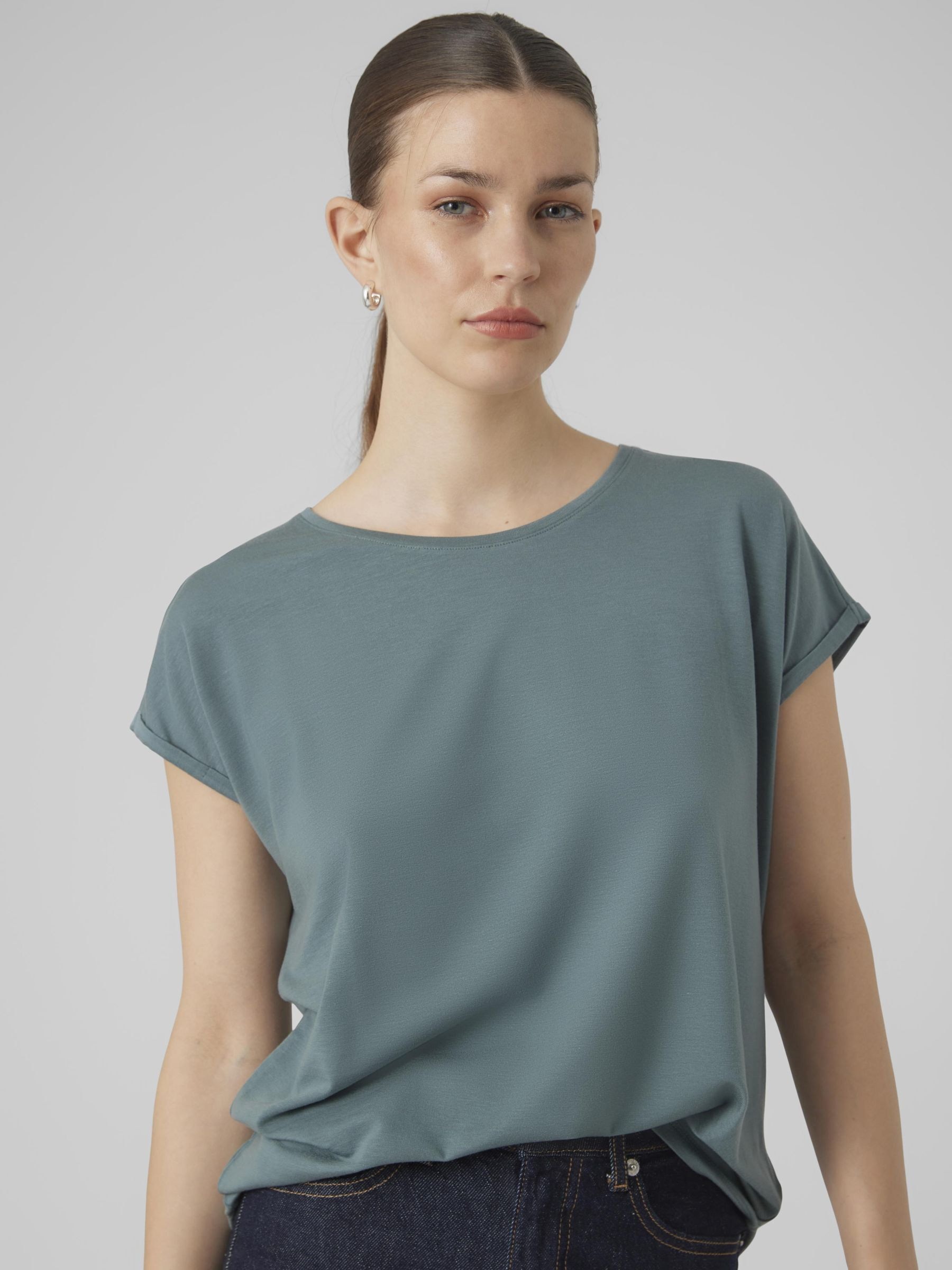 Vero Moda Rundhalsshirt »VMAVA PLAIN SS TOP GAJRS NOOS«