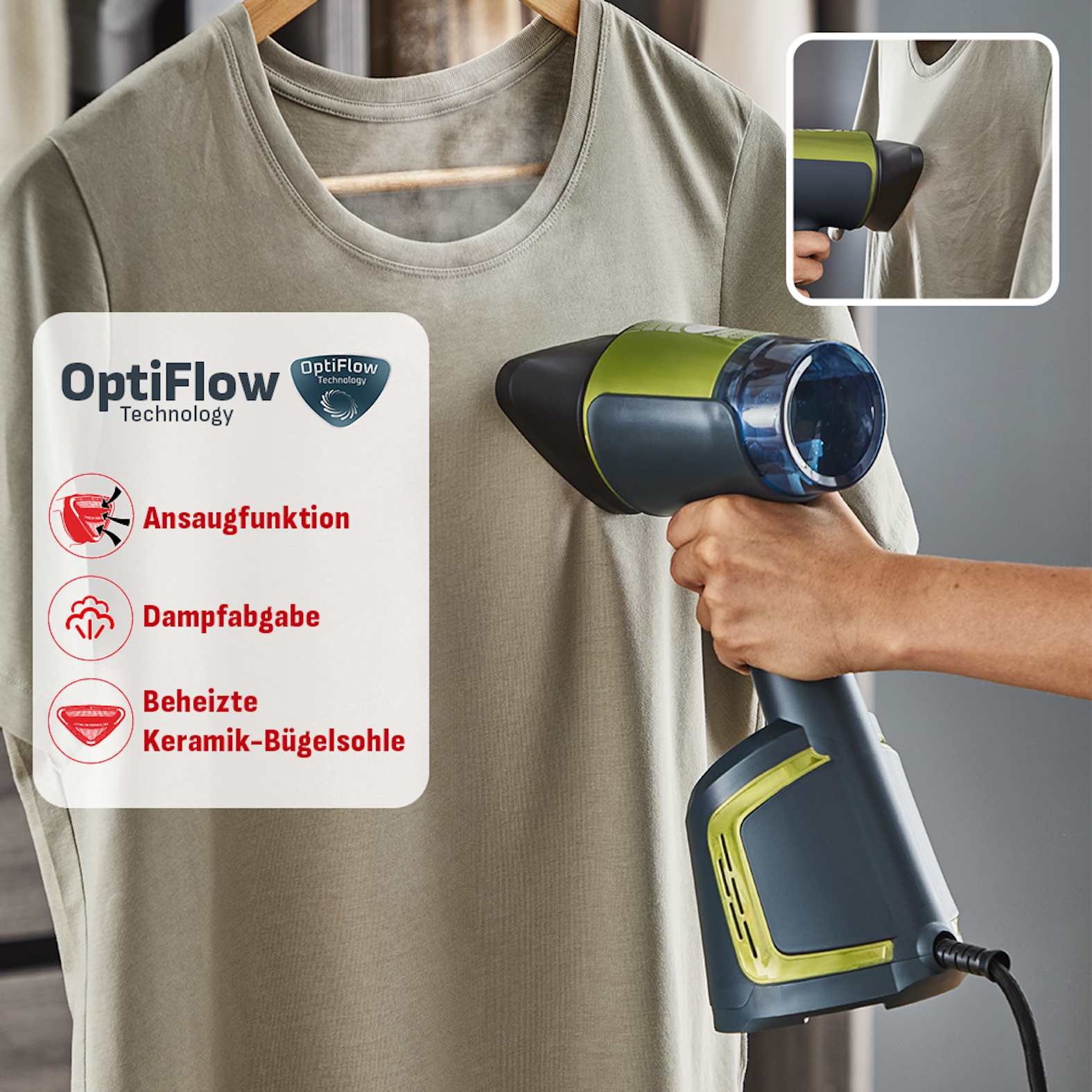 Tefal Dampfbürste »AeroSteam, kombiniert Dampf, einen beheizten Kopf und Ansaugung« 1400 W Dampfglätter mit 3 Nutzungsmodi, 100 ml abnehmbarer Wassertank, DT9810