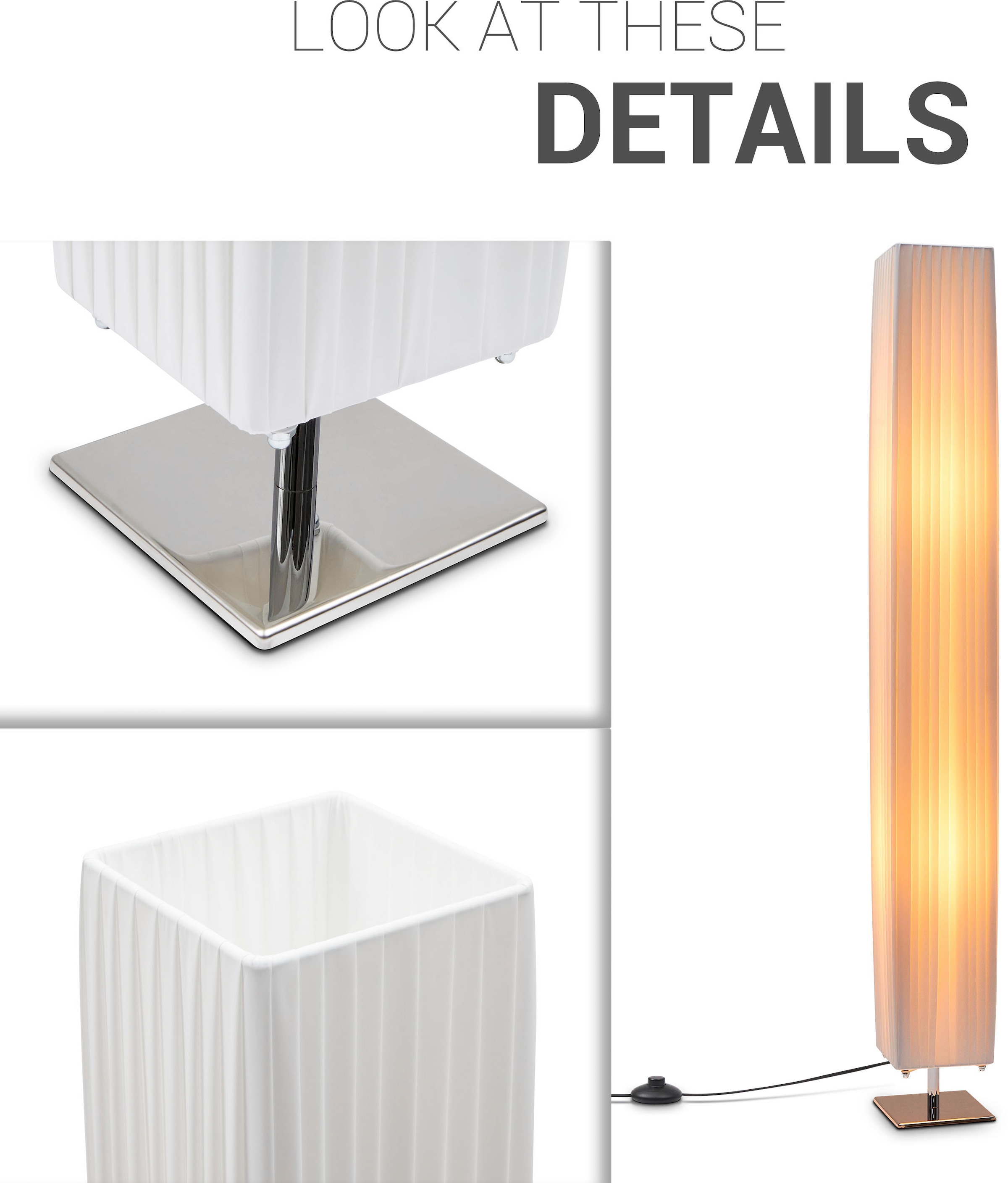 Paco Home Stehlampe »KIRSTEN«, Leuchtmittel E27 | ohne Leuchtmittel, LED Stehlleuchte Wohnzimmer Innen Schlafzimmer Esszimmer Zeitlos E27