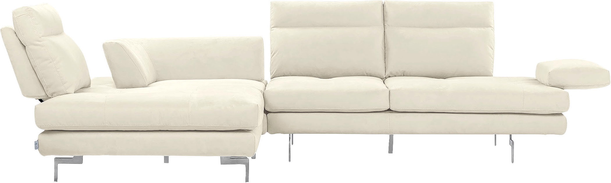 CALIA ITALIA Ecksofa »Toby Wing, L-Form, Designsofa mit sensationellem Sitzkomfort«, Sitztiefenverstell.,wahlw. mit Kissen-Set, Füße chrom glänzend