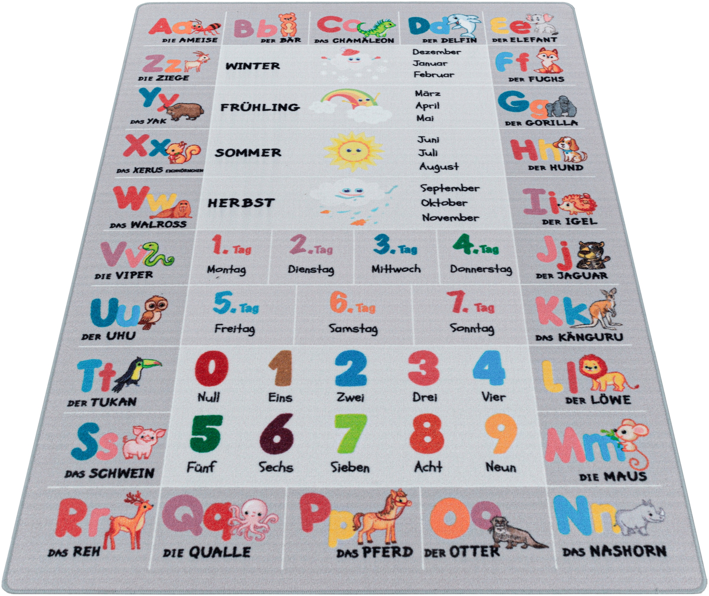 Ayyildiz Teppiche Kinderteppich »PLAY 2904«, rechteckig, 6 mm Höhe, robuster Kurzflor, bunter Spiel Lern Teppich, Kinderzimmer