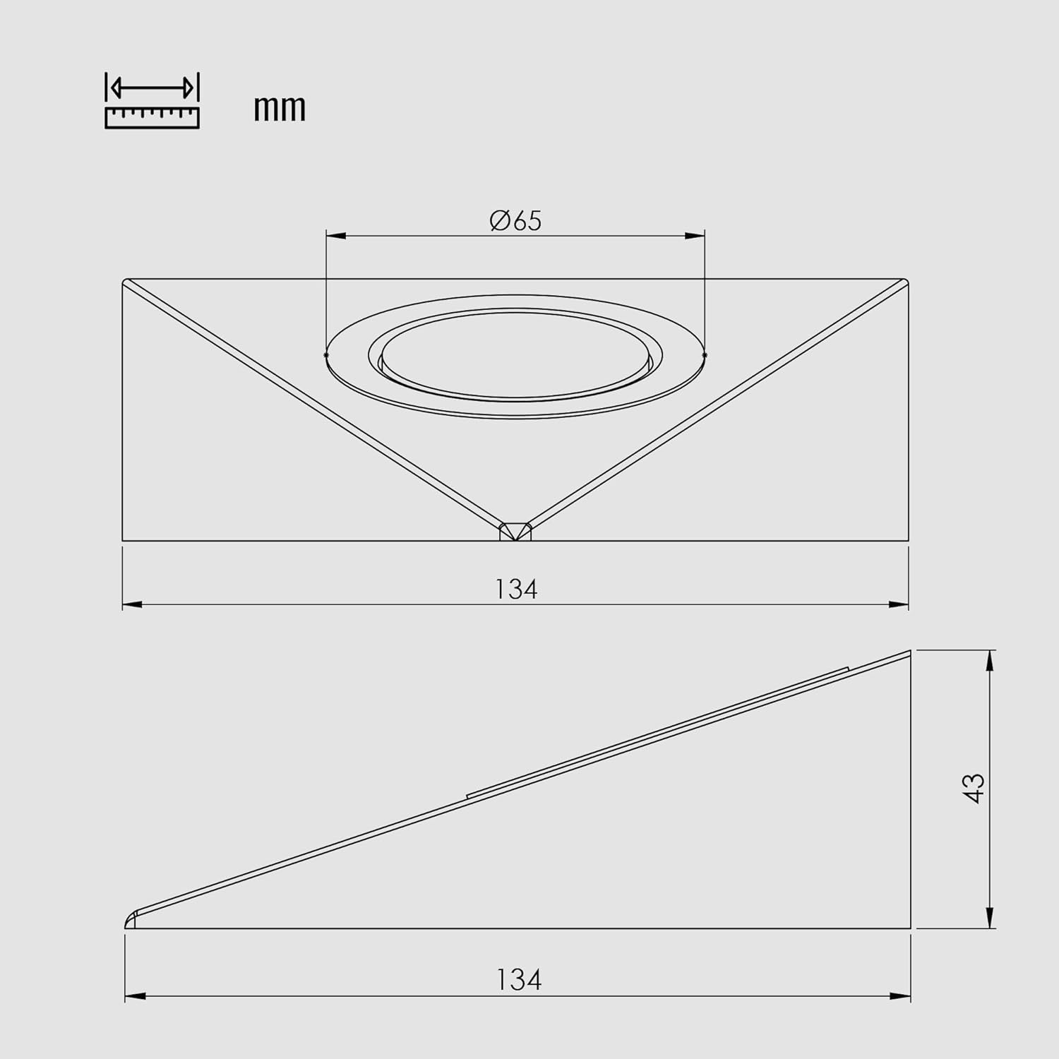 Loevschall LED Unterbauleuchte »Emerald 3-kit, LED Unterbauleuchte, Deckenleuchte für die Küche«, Einbauleuchten Weiß 2W, Dreieckig LED Lampe, Modern Küchenbeleuchtung