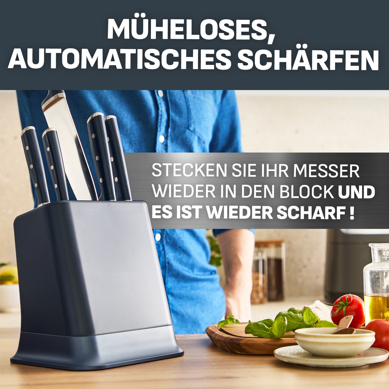 Tefal Messer-Set »EverSharp Pro« selbstschärfender Messerblock, Klinge aus deutschem Edelstahl