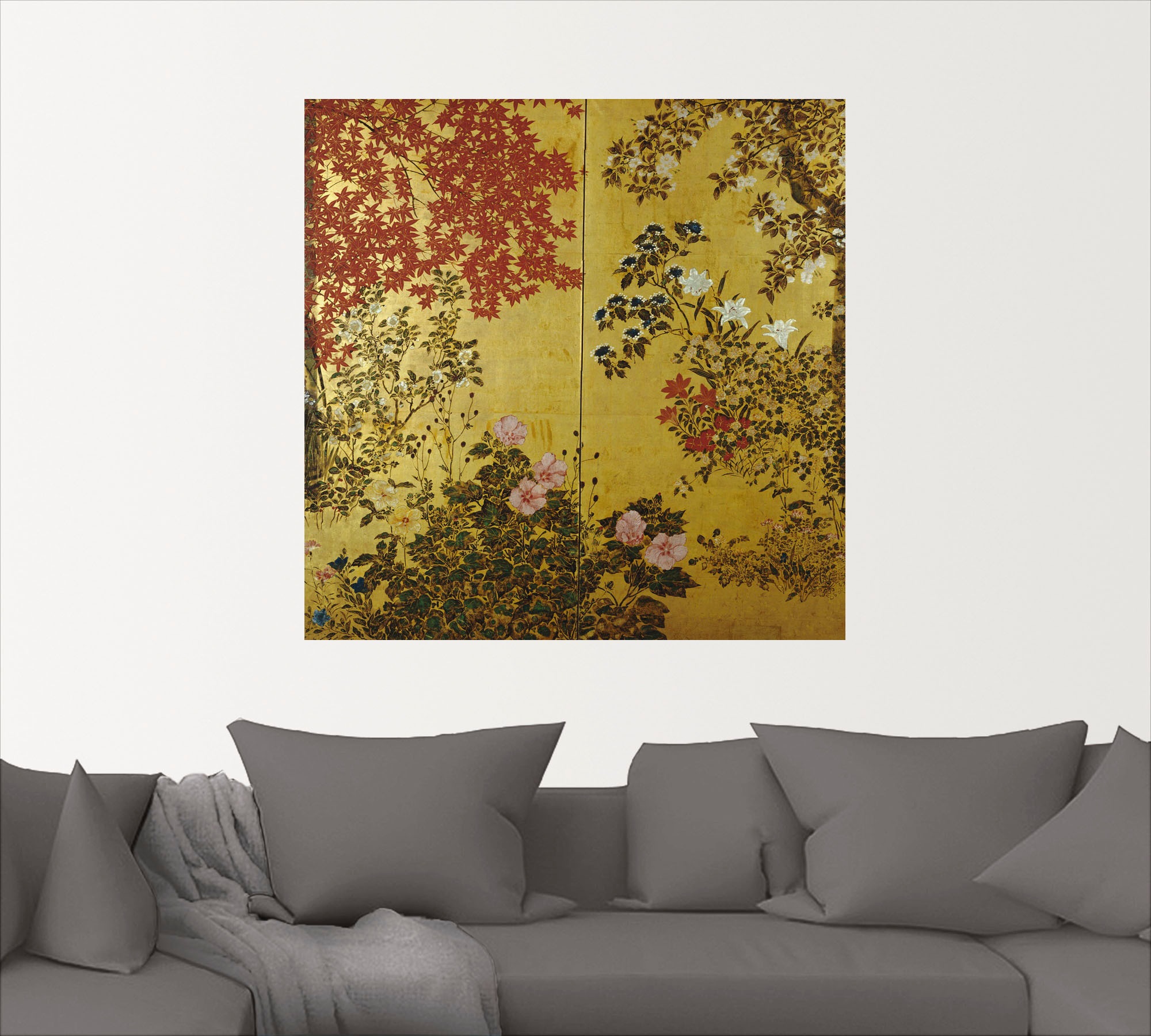 Artland Wandbild »Japanischer Wandschirm 18. Jahrhundert«, Pflanzen, (1 St.), als Leinwandbild, Poster, Wandaufkleber in verschied. Größen