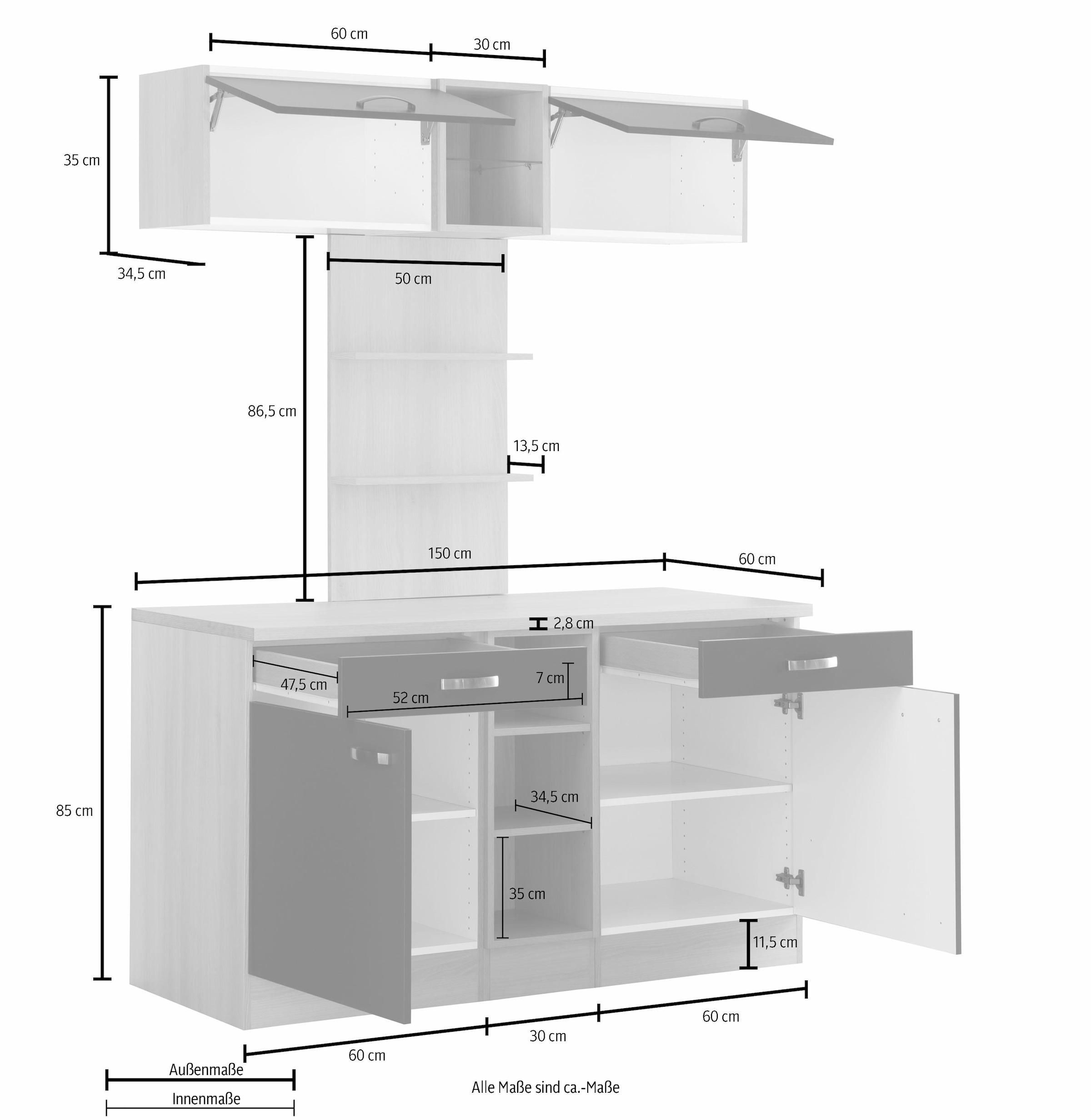 OPTIFIT Buffet »Faro«, mit auf Rechnung cm Metallgriffen, Breite kaufen 150