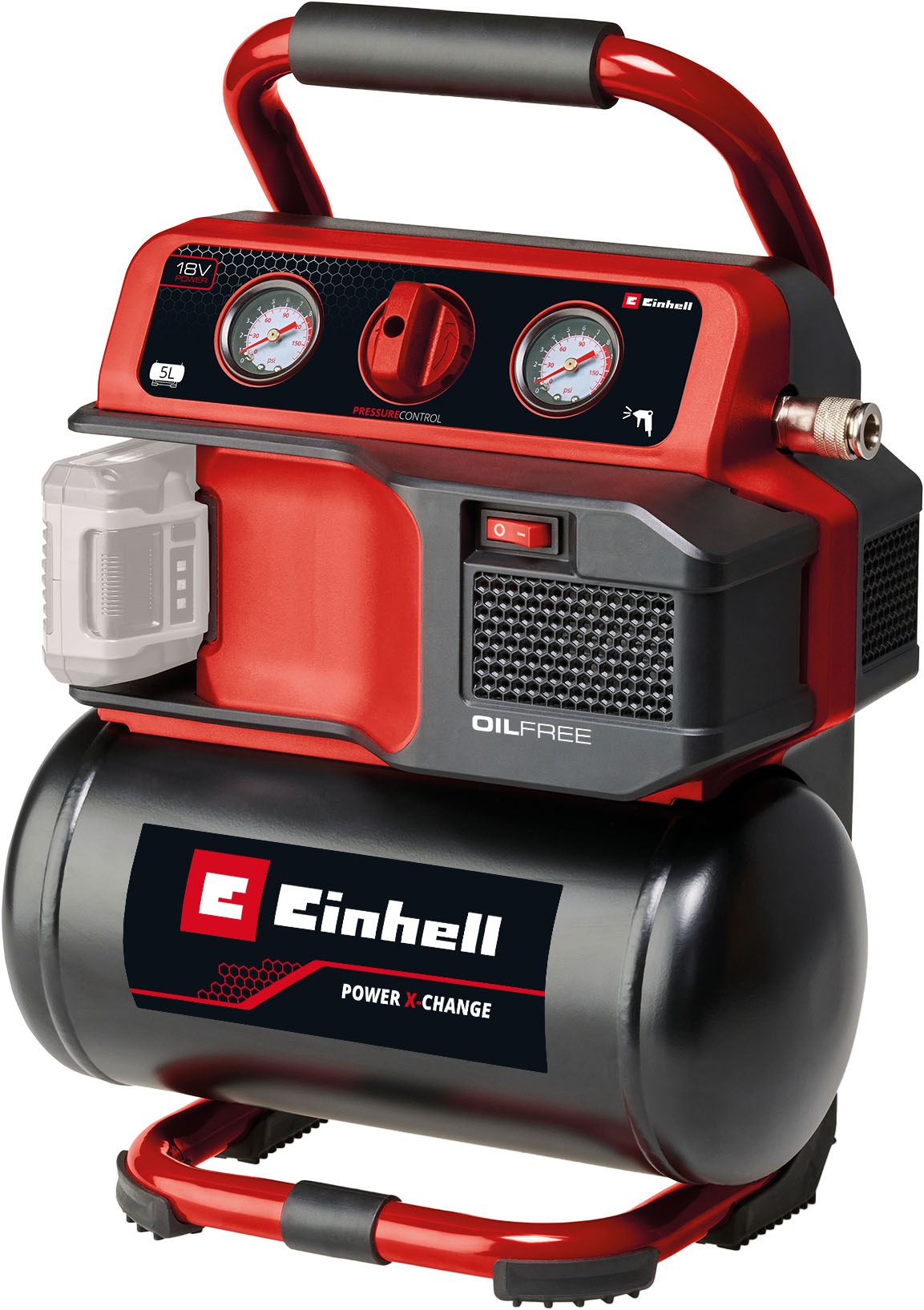 EINHELL Kompressor »Akku-Kompressor TE-AC 18/75 Li OF-Solo« ohne Akku und Ladegerät schwarz Manometer und Schnellkupplung für den geregelten...