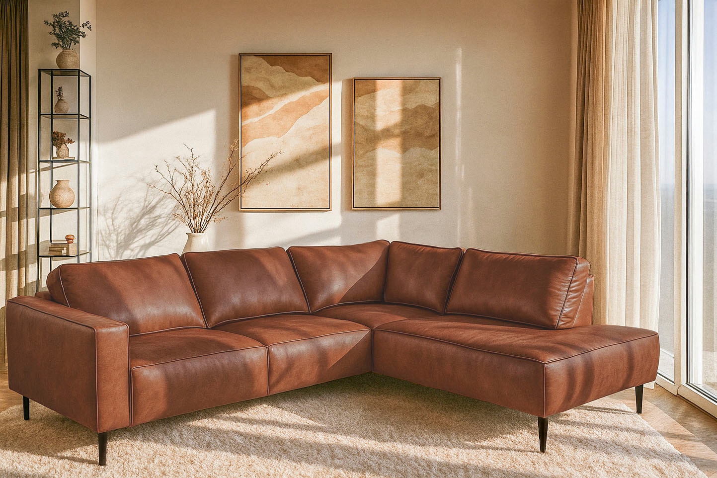 Home affaire Ecksofa »Fumone, Lederoptik oder Soft-Touch Chenille« Breite 2 günstig online kaufen