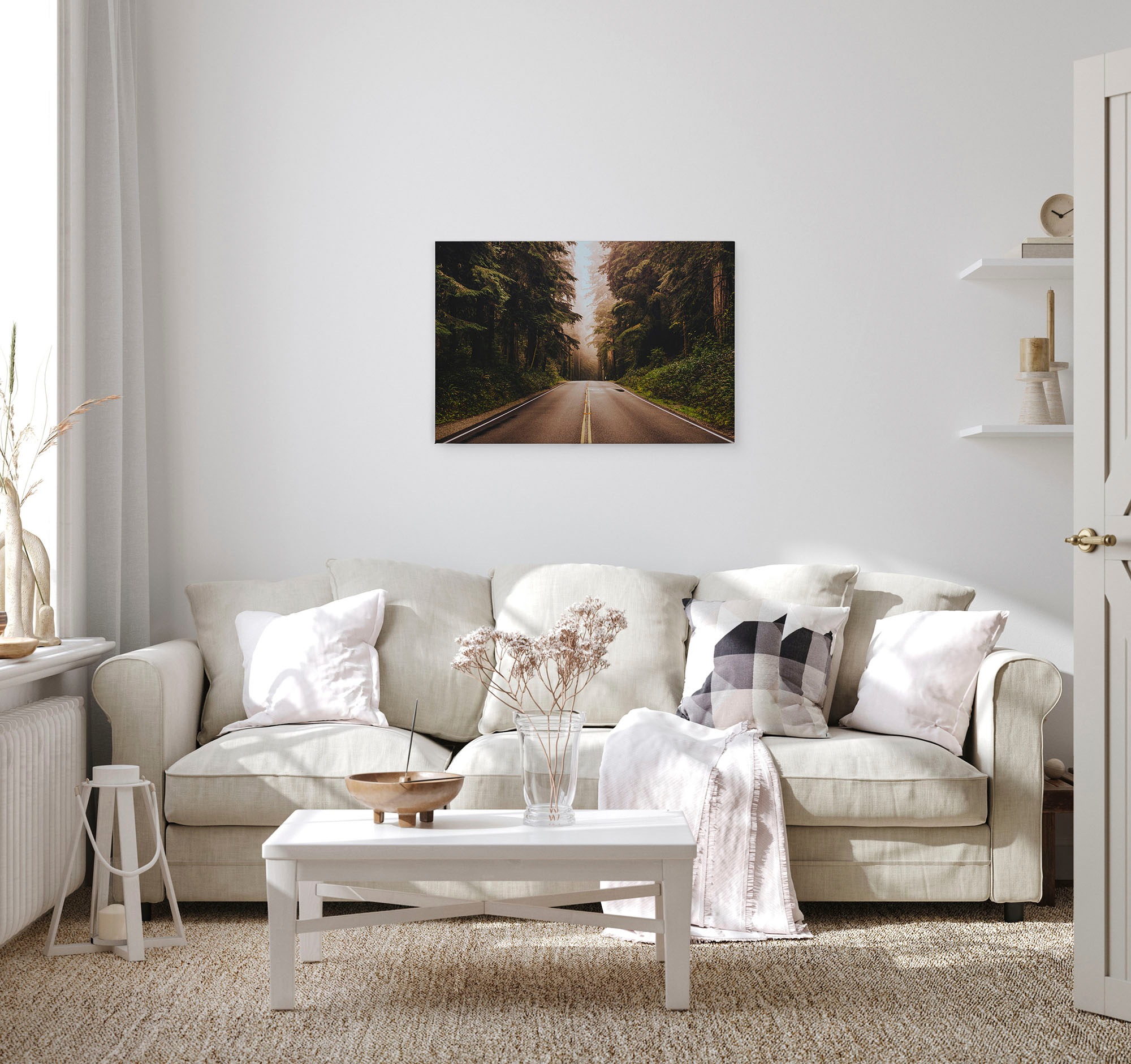 A.S. Création Leinwandbild »Road Trip«, Kunst-Wald-Kinder, (1 St.), Landstraße Bäume Keilrahmen Natur Leinwand-Bild Wohnzimmer modern Wand
