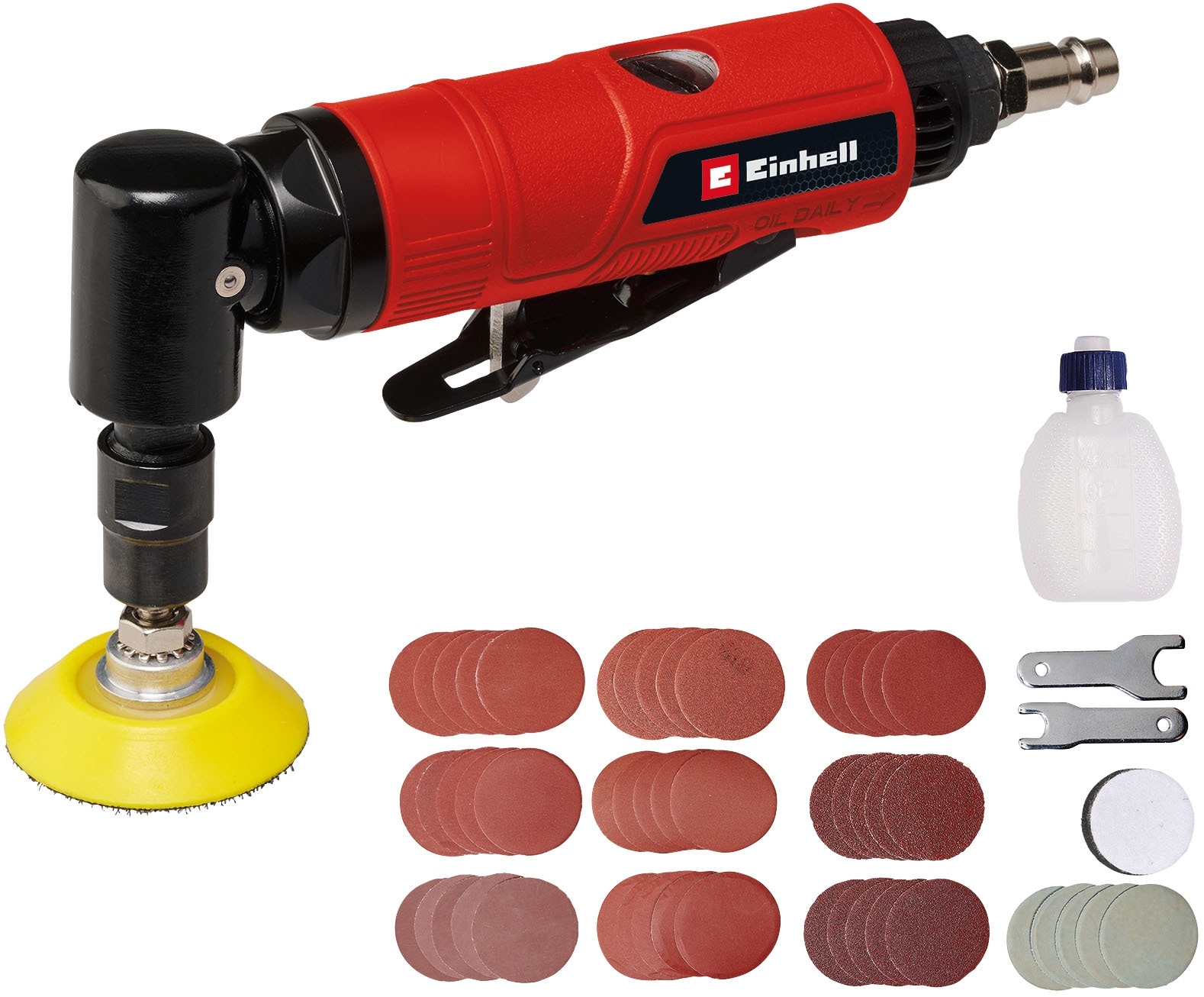Einhell Winkelschleifer »TC-PA 50«, (Set, 14 tlg.), Druckluft, mit zahlreichem Zubehör für verschiedene Schleifarbeiten