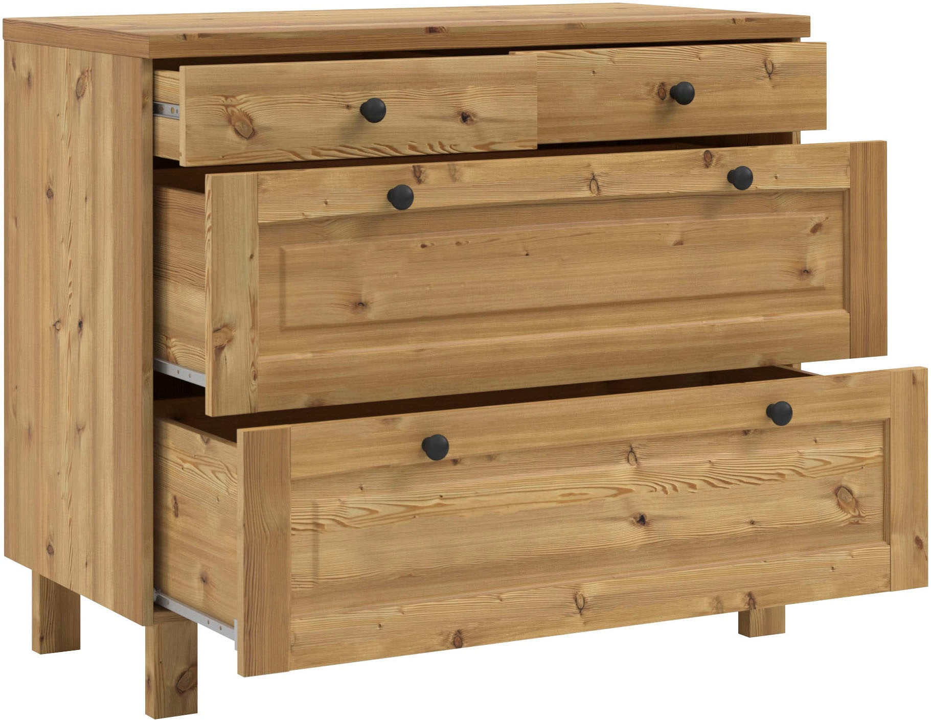 KOCHSTATION Unterschrank »KS-Osby«, (1 St.), Kiefer massiv, Breite 100 cm, 4 Schubkästen