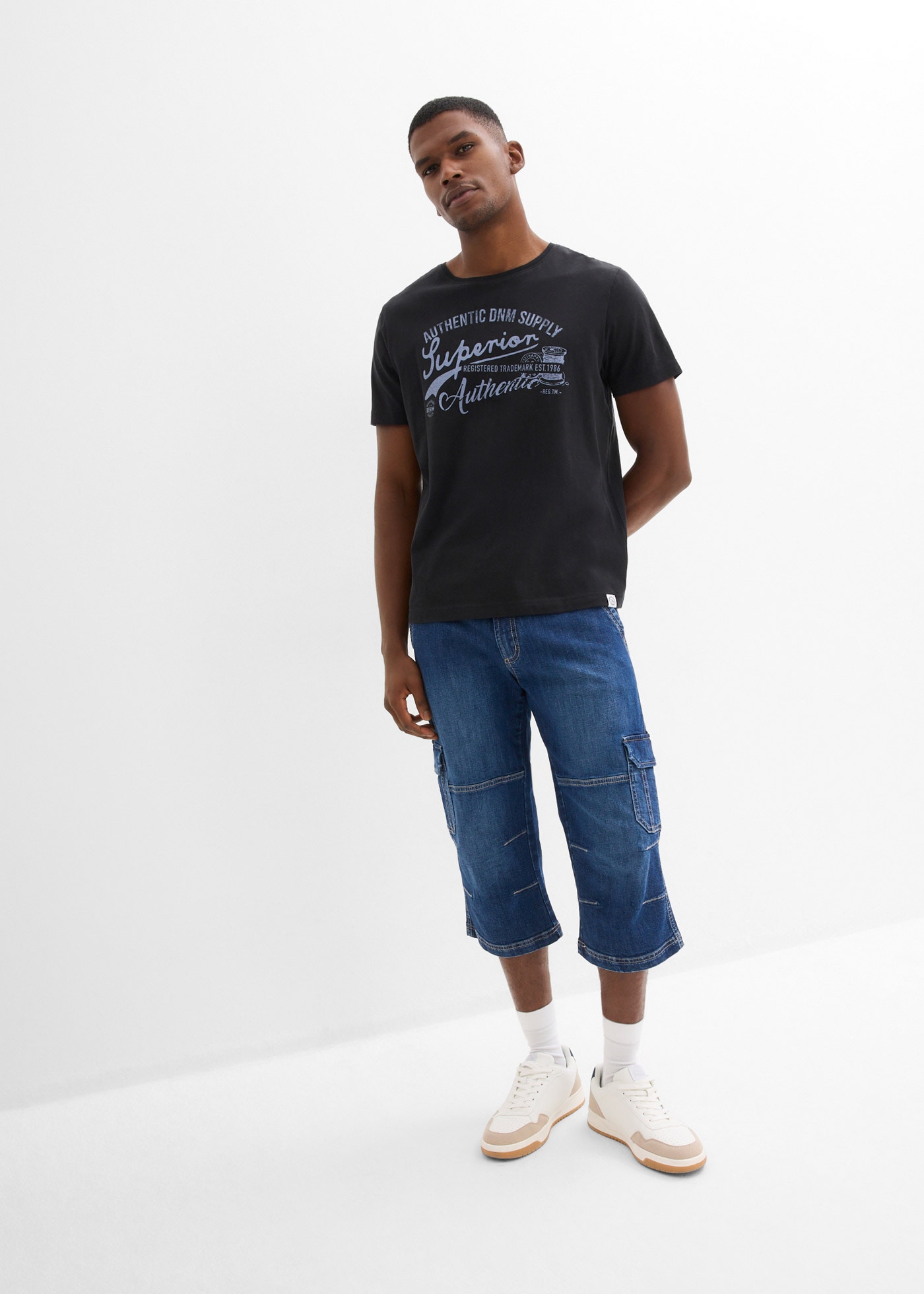 bonprix 3/4-Jeans regular fit, mit Elasthan-Anteil, mit Ziernähten, mit Waschung