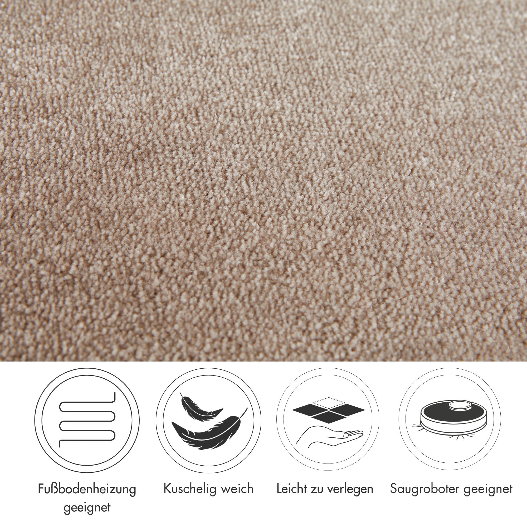 Andiamo Teppichboden »Levin, Velours, Made in Belgium«, rechteckig, 10 mm Höhe, Uni Farben, Breite 400 cm oder 500 cm, weiche Qualität