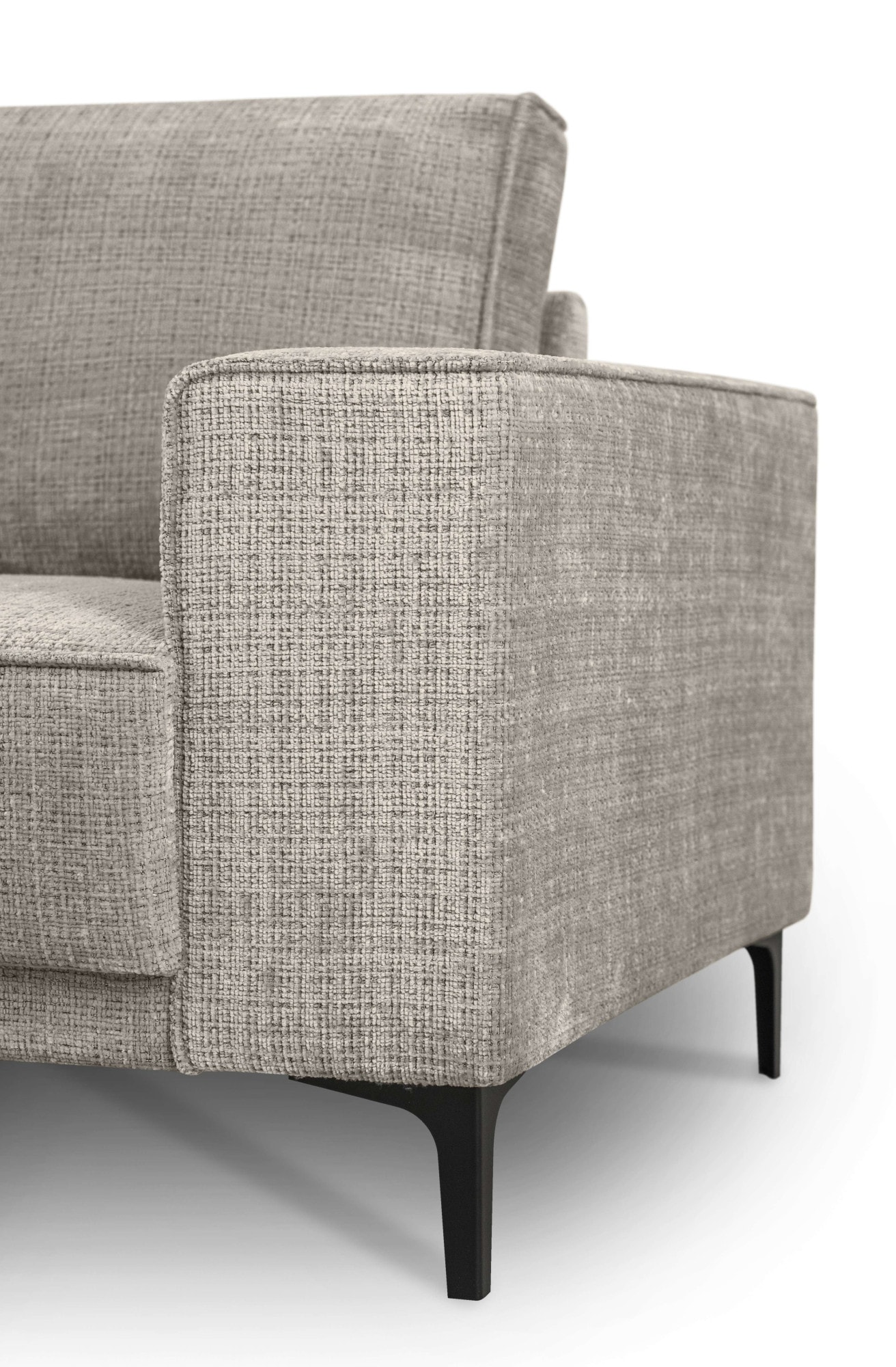 Places of Style Ecksofa »Polsterecke Oland, Struktur, Flachgewebe, Luxus-Microfaser, Boucle«, L-Form, 289 cm, Wellenunterfederung, Skandi-Design, Metallfüße