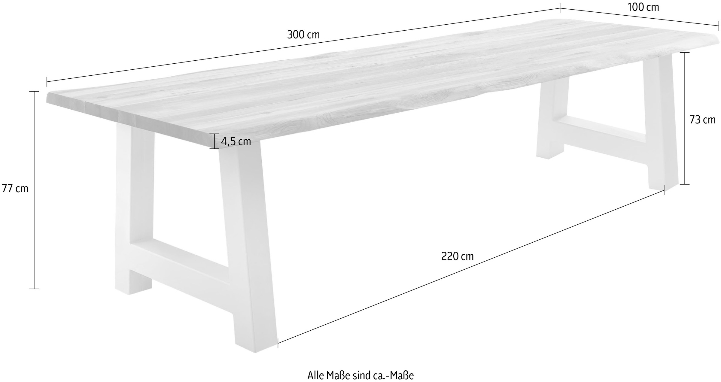 5. Bild von Home affaire Esstisch »Tristan«, massive Balkeneiche geölt mit Baumkante, in natur oder white wash