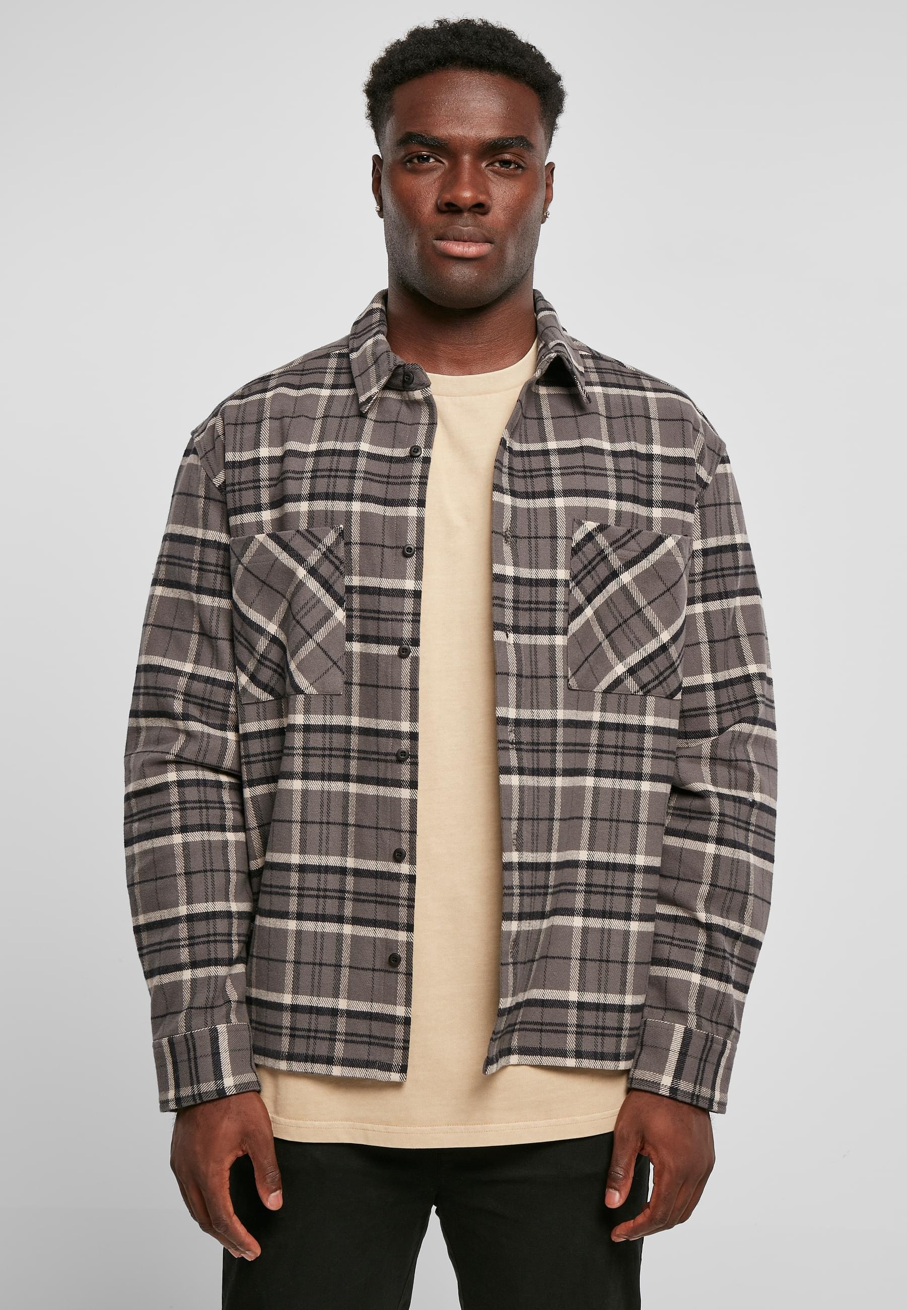 URBAN CLASSICS Langarmhemd »Urban Classics Herren Boxy Kane Check Shirt« 1 Stk. tlg.