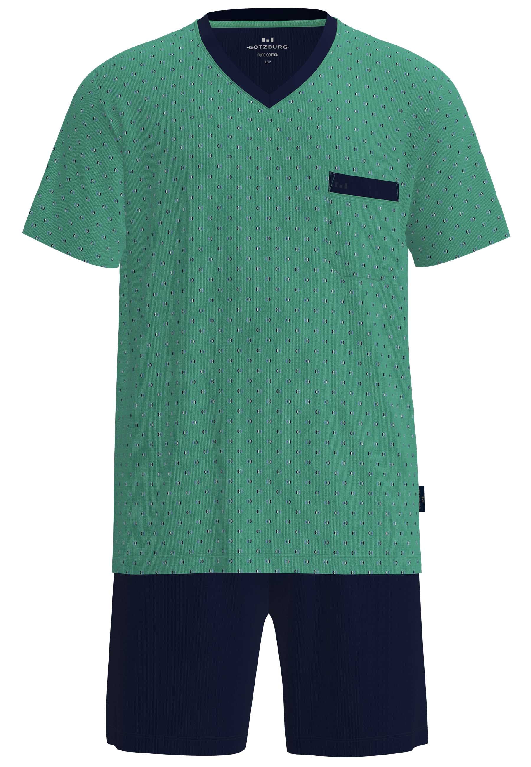 GÖTZBURG Shorty »Edingburgh« gemustert, kurz, V-Ausschnitt, mit Brusttasche, Baumwolle