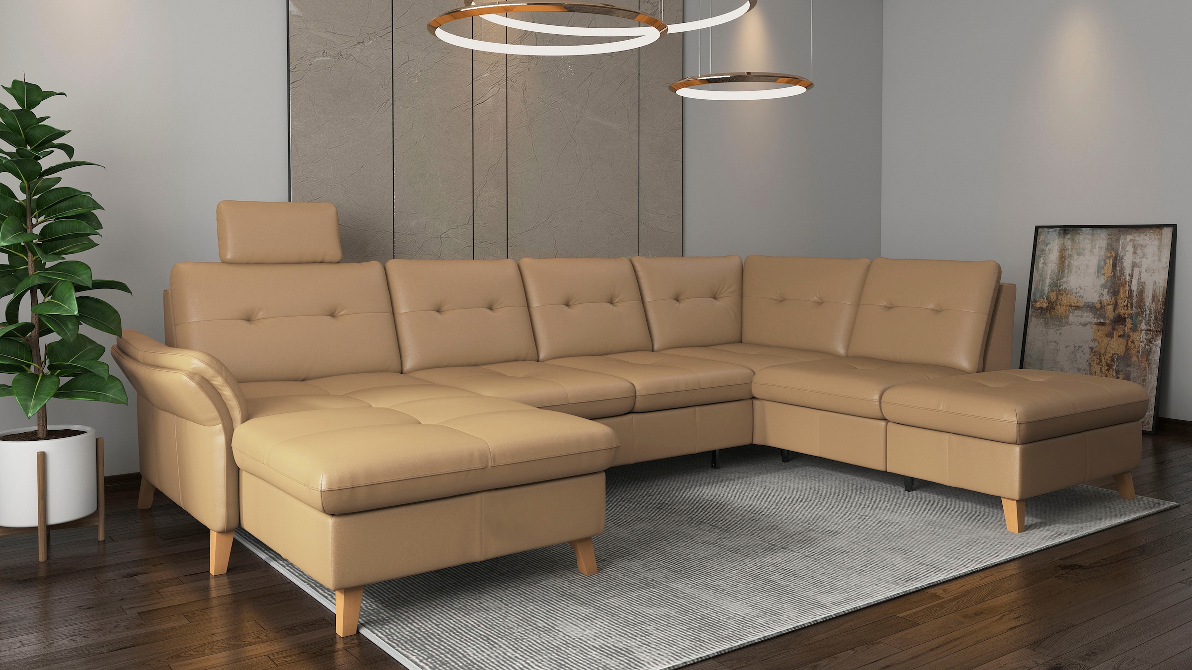 sit&more Wohnlandschaft »Göteborg«, inkl. Sitztiefenverstellung, wahlweise mit Bettfunktion & Bettkasten