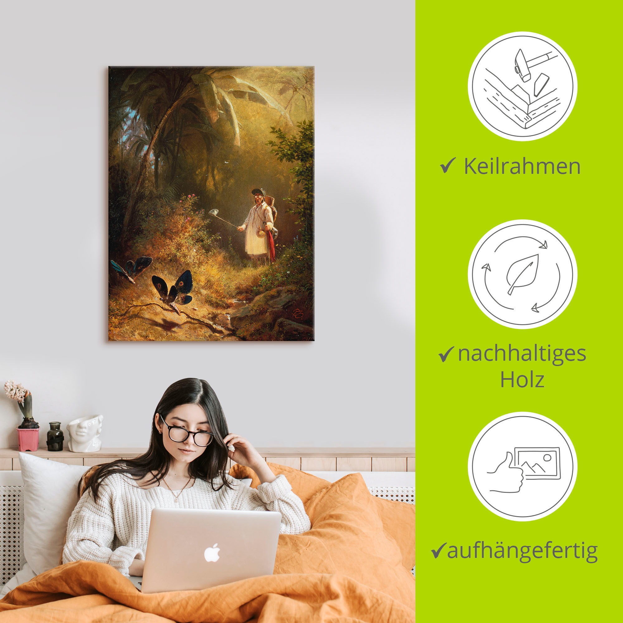 Artland Wandbild »Der Schmetterlingsfänger«, Mann, (1 St.), als Leinwandbild, Poster in verschied. Größen