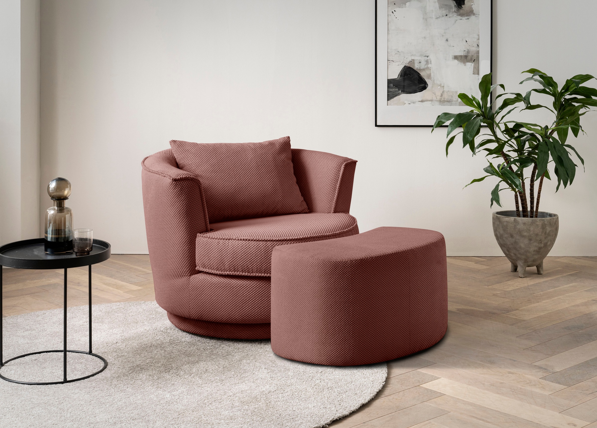 Leonique Drehsessel »MAISIE, Love Seat,Lese-Sessel,Sessel-Set, mit Hocker«, günstig online kaufen