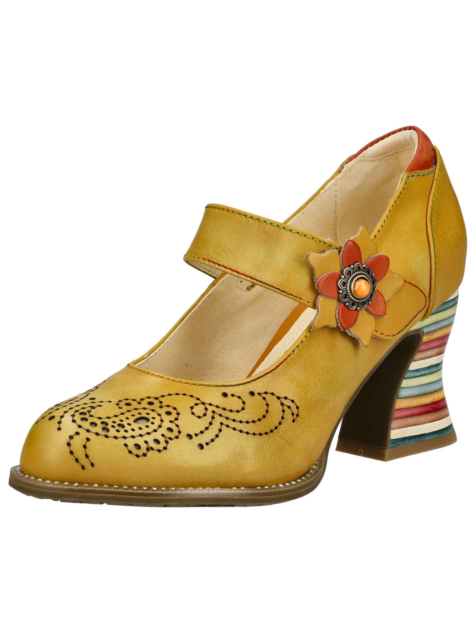 LAURA VITA Pumps »Pumps Leder« Gelb 37 37 Verschluss: Klettverschluss