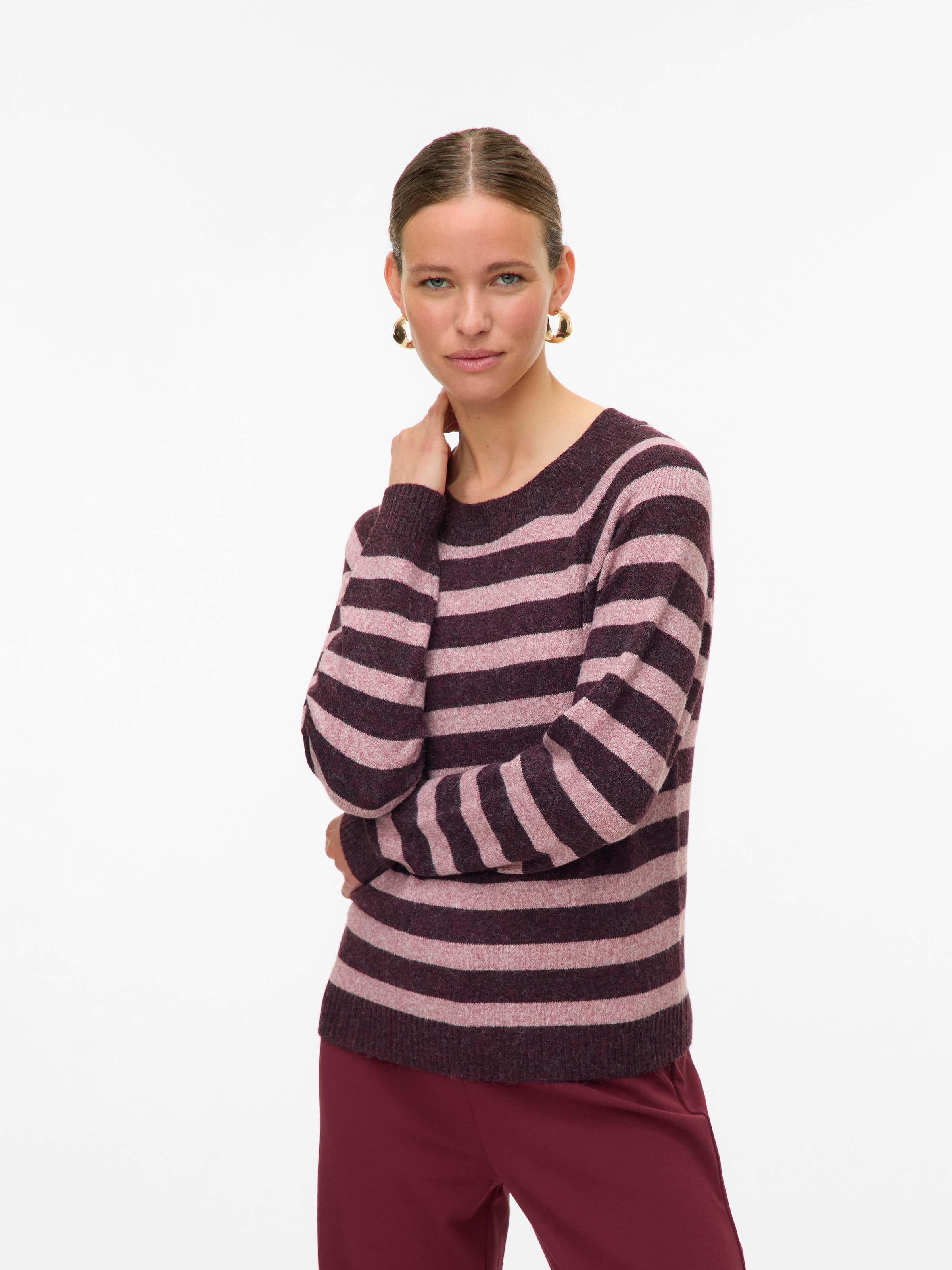 Vero Moda Rundhalspullover »VMDOFFY LS O-NECK BLOUSE GA NOOS« Materialmix, regular fit