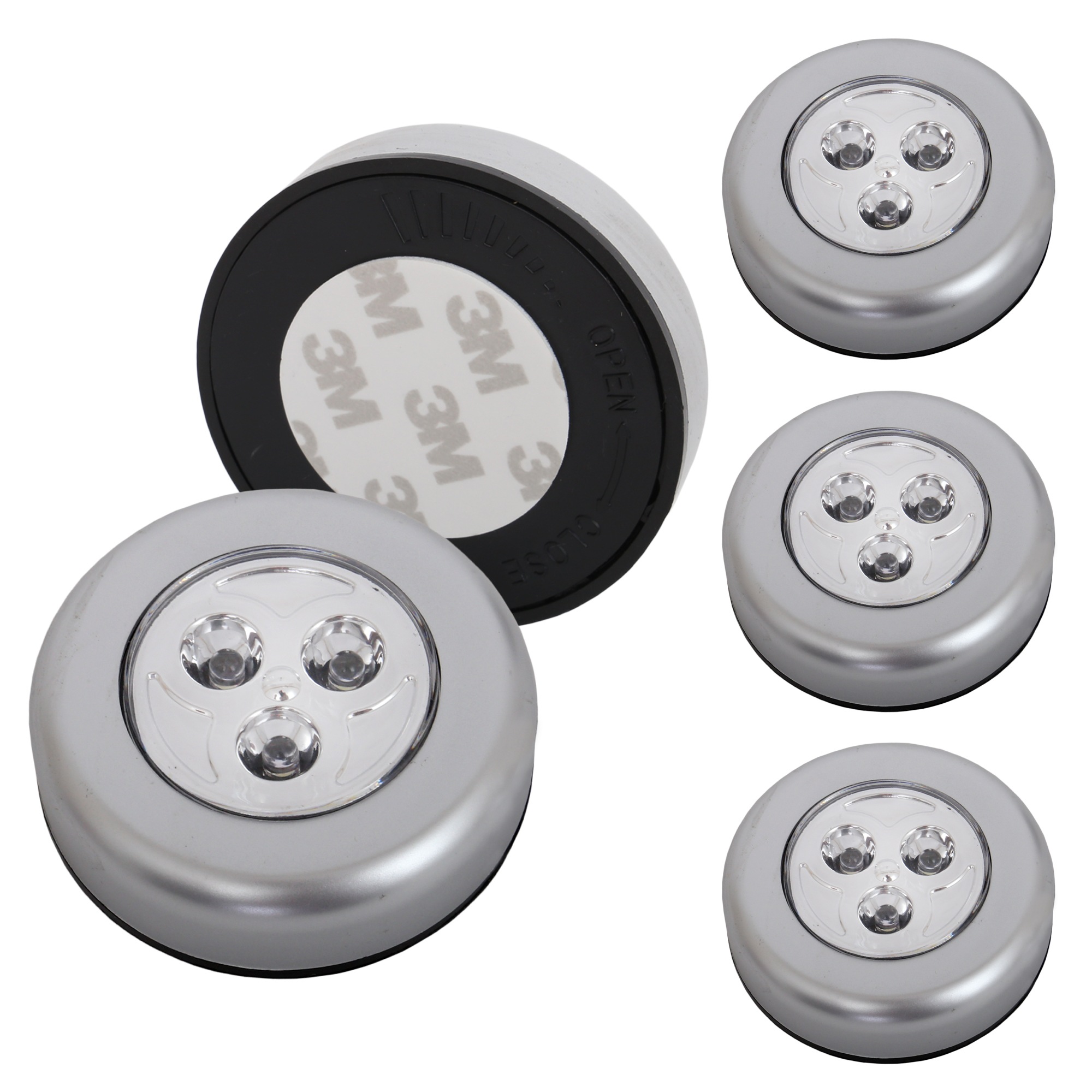 Briloner Leuchten LED Unterbauleuchte »LED Push Light, titanfarbig, 5er-Set, je 3xLED«, Leuchtmittel LED-Modul | LED fest integriert