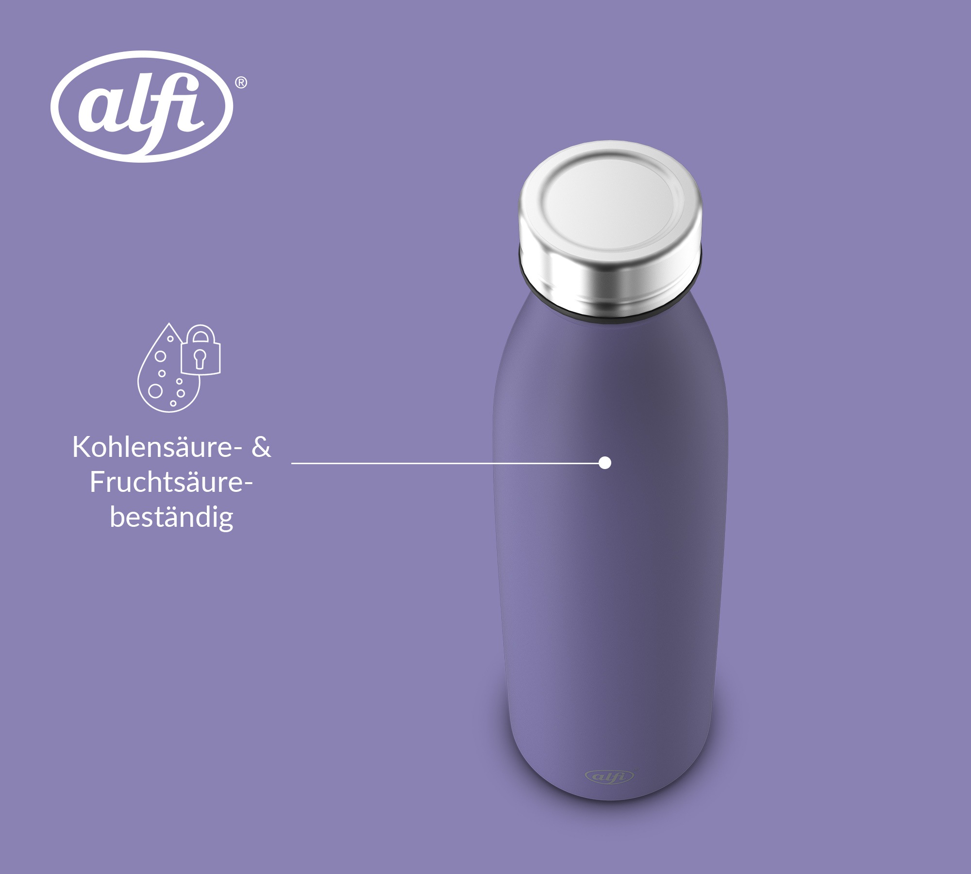 Alfi Isolierflasche »PURE BOTTLE, aus doppelwandigem Edelstahl, spülmaschinenfest« 0,75l, 24h kalt, Pulverbeschichtung, absolut dicht bei Kohlensäure