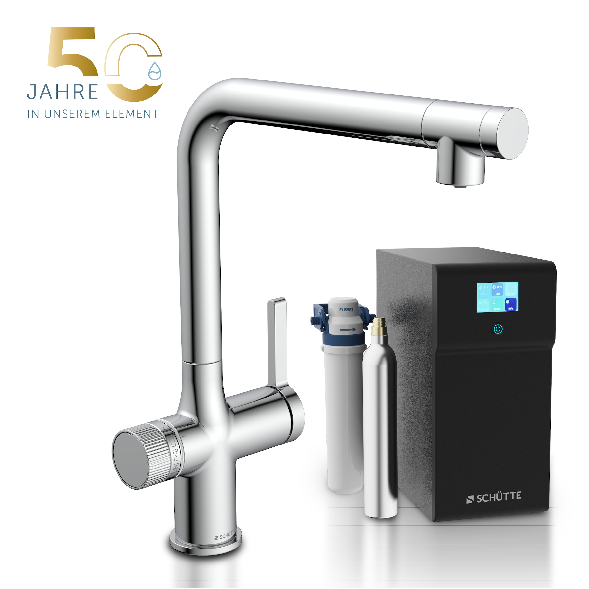 Schütte Küchenarmatur »"AQUADUCT" Sprudelwasser-Spültischarmatur« mit Kühlsystem, Filter, Filterkopf und handelsüblicher CO2-Kartusche