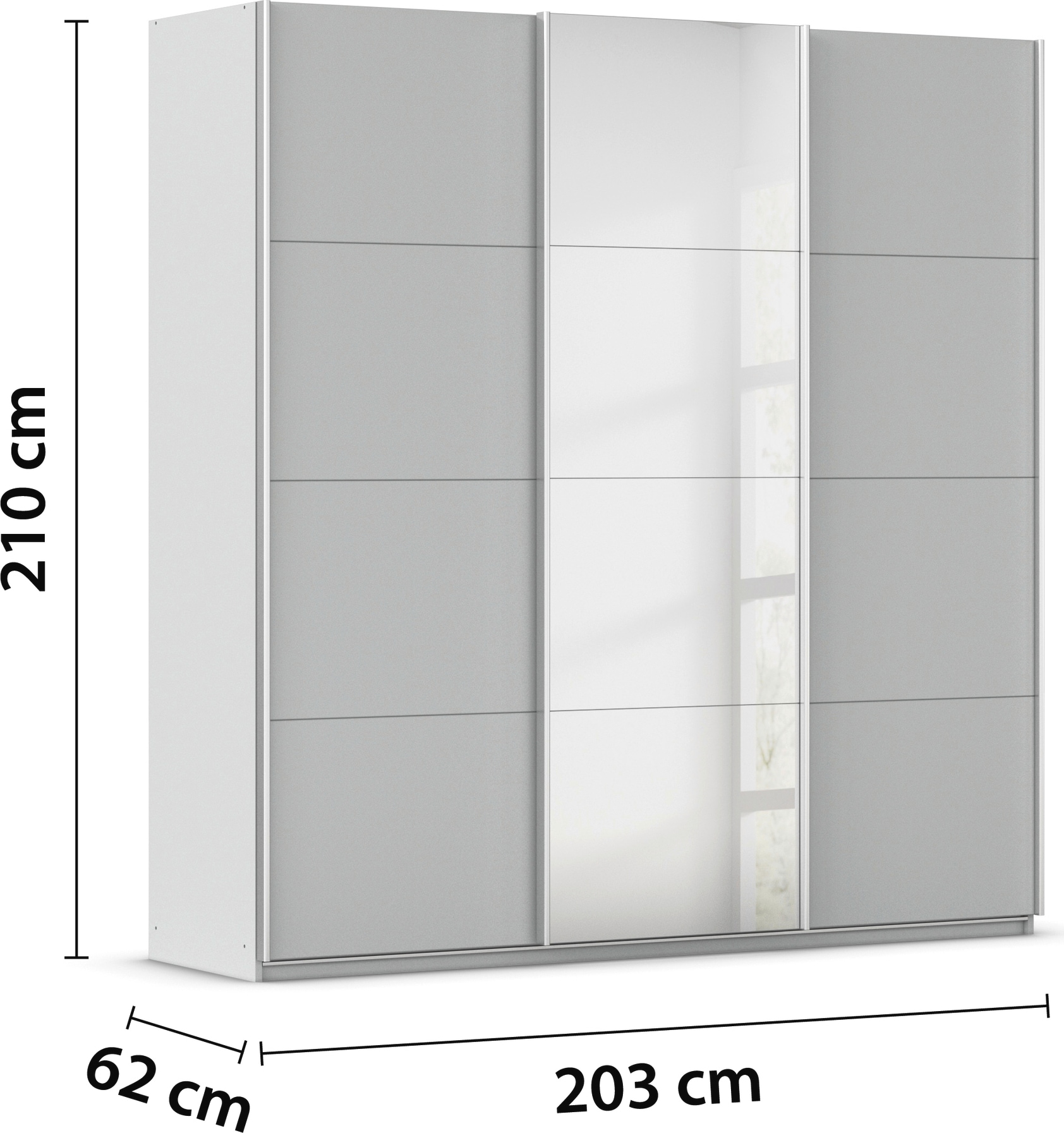rauch Schwebetürenschrank »Kleiderschrank Schrank Garderobe AGORDO«, Top Innenausstattung, in 4 Breiten und 2 Höhen MADE IN GERMANY