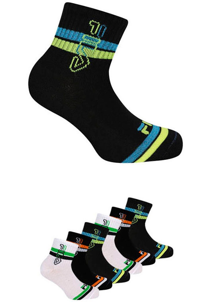 FILA Kurzsocken »JUNIOR BOY QUARTER SOCKS« 6 Stk. tlg. sportliches Design mit dynamischen Streifen BLACK WHITE 31-34 31-34 Kindersocken von Fila