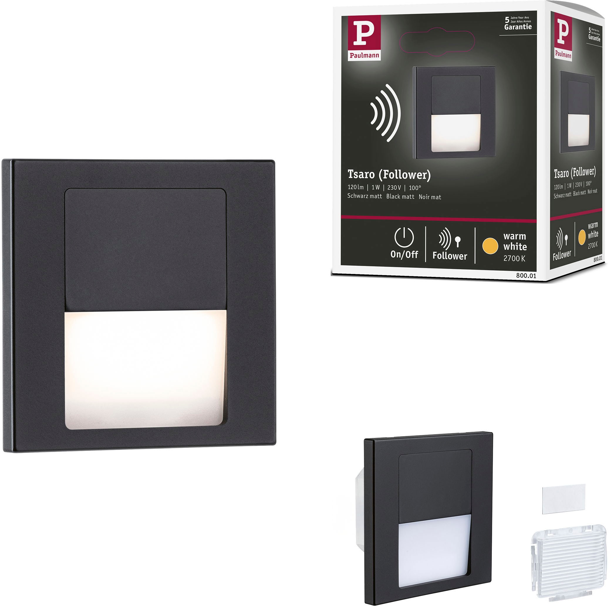 Paulmann LED Einbauleuchte »LED Wandeinbauleuchte Tsaro eckig 80x36mm«, 1 f günstig online kaufen