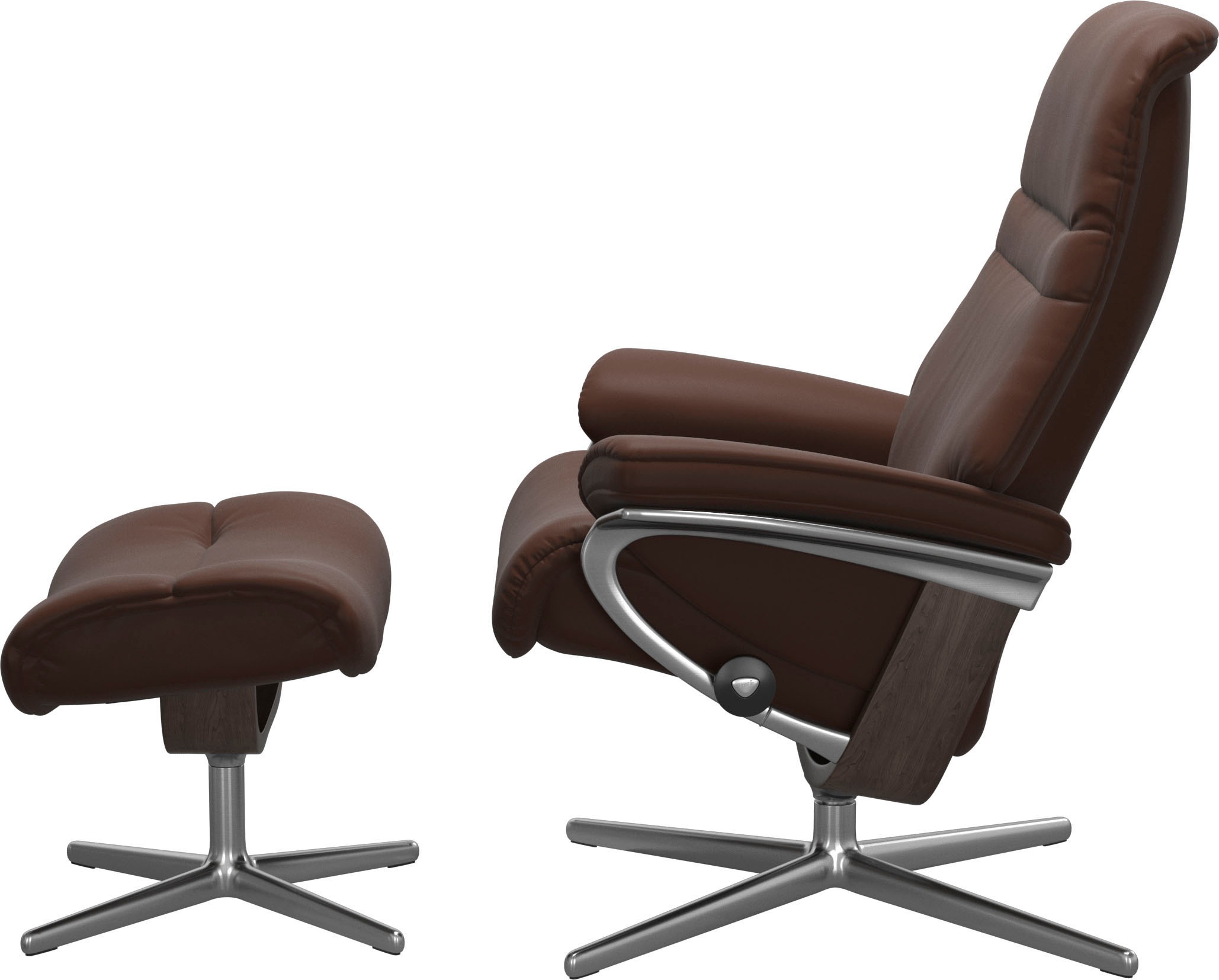 Stressless® Relaxsessel »Sunrise« Set, Relaxsessel mit Hocker,  mit Hocker, mit Cross Base, Größe S, M & L, Holzakzent Wenge