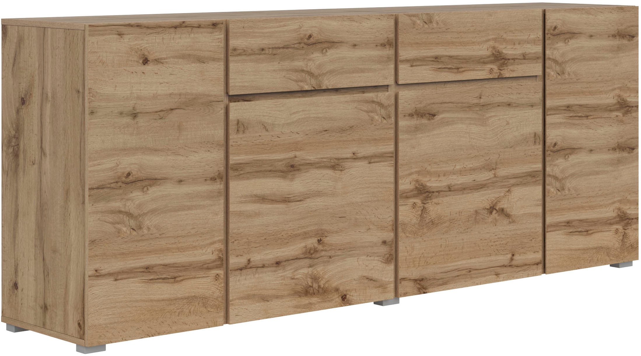 INOSIGN Sideboard »Asymetric, Breite 195 cm, grifflose Kommode 4 Türen/2 Schubkästen«, Schubladenschrank mit viel Stauraum, Einlegeböden verstellbar