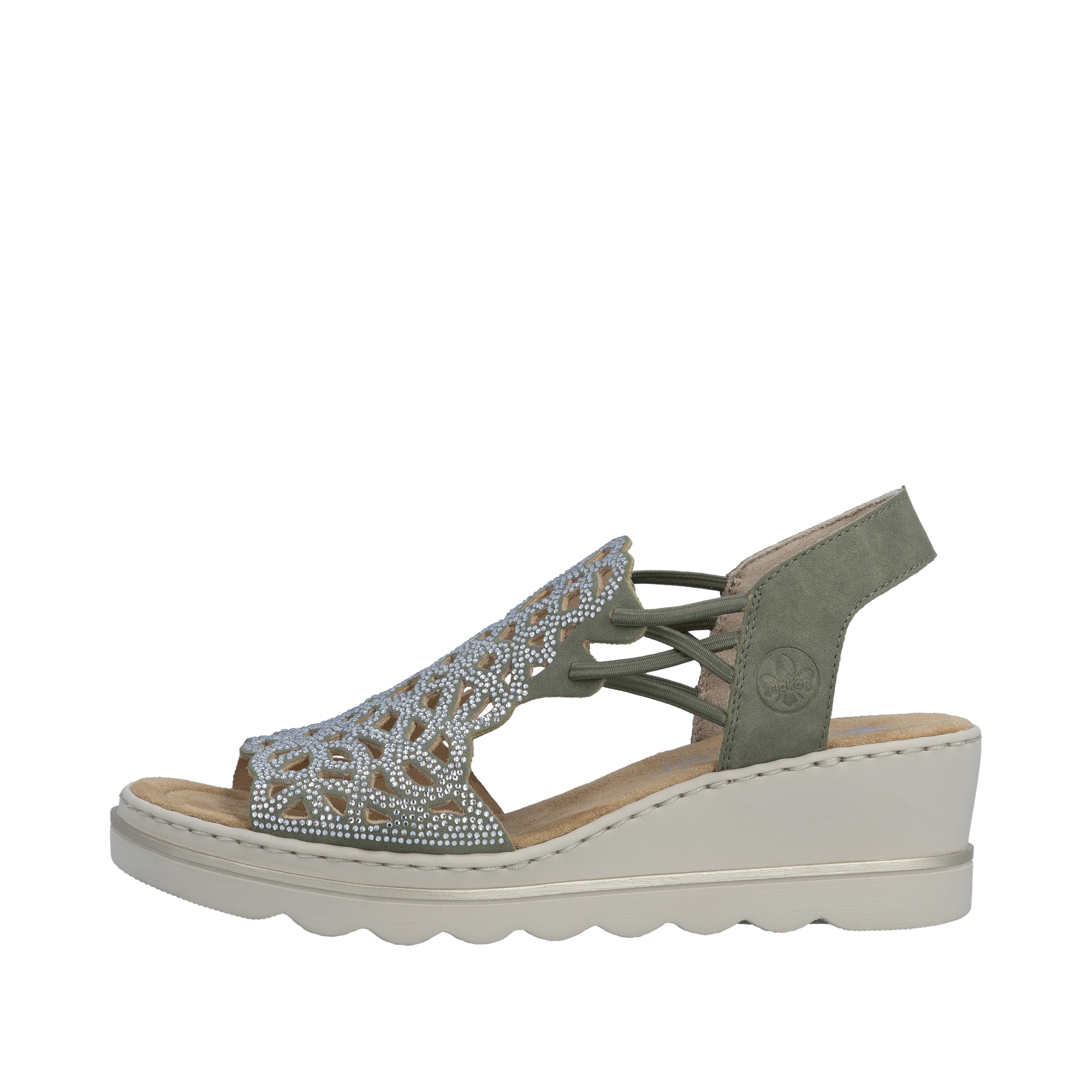 Rieker Keilsandalette  Sommerschuh, Plateausandale, Schlupfschuh mit Schmucksteinchen