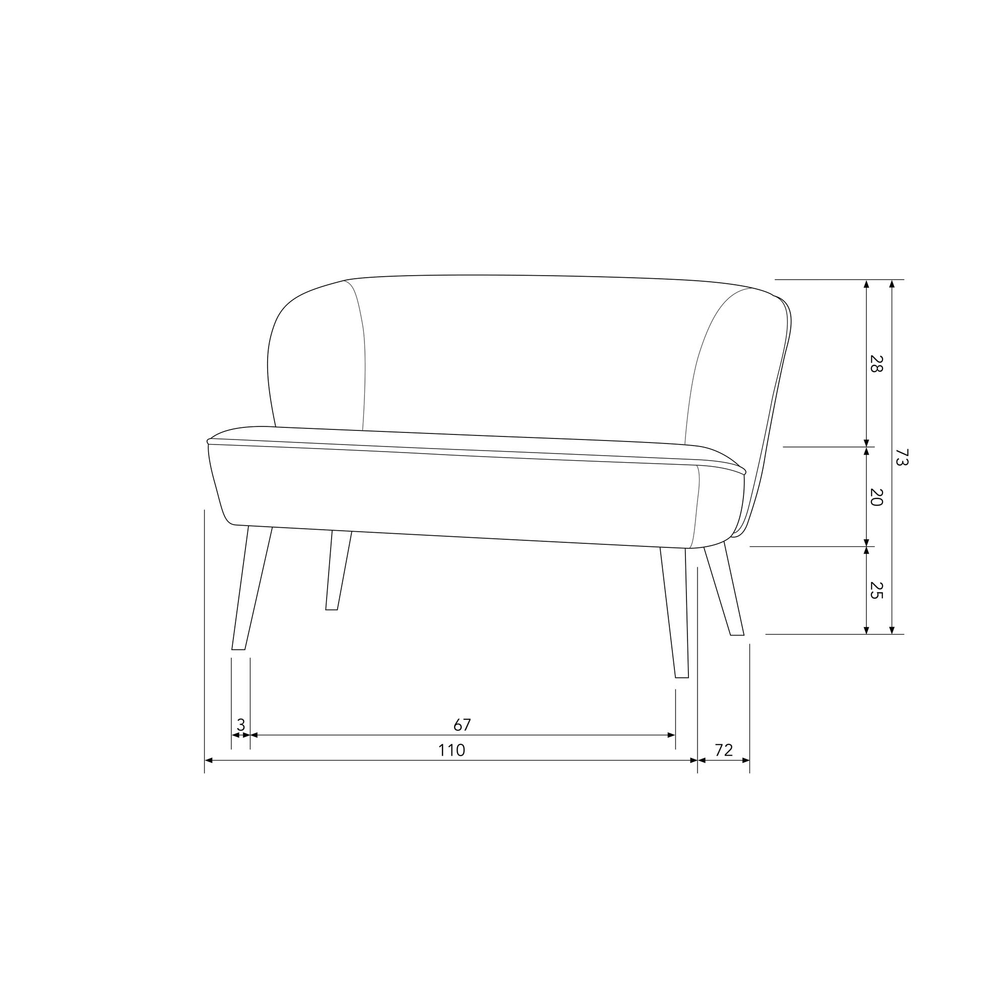 WOOOD Küchensofa »Sara«, weich gepolstert, frei im Raum stellbar, H 73 cm x B 110 cm