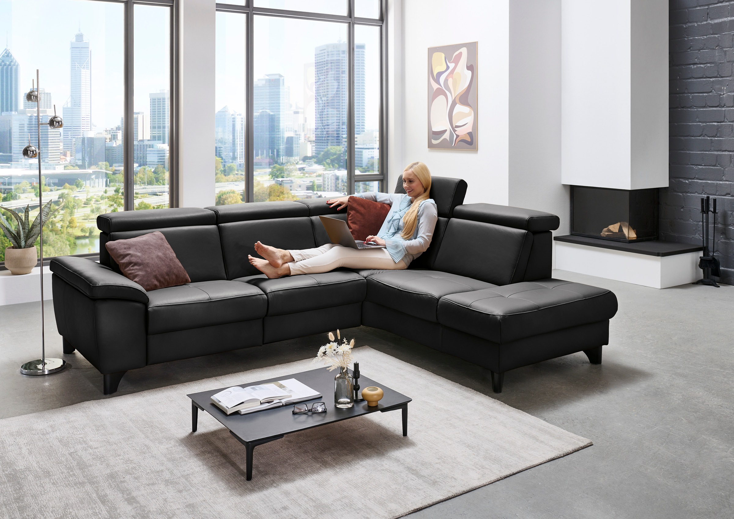 Die PlanBar Ecksofa »PN-EM23166 L-Form«, optional mit Kopfteilverstellung und Stauraum