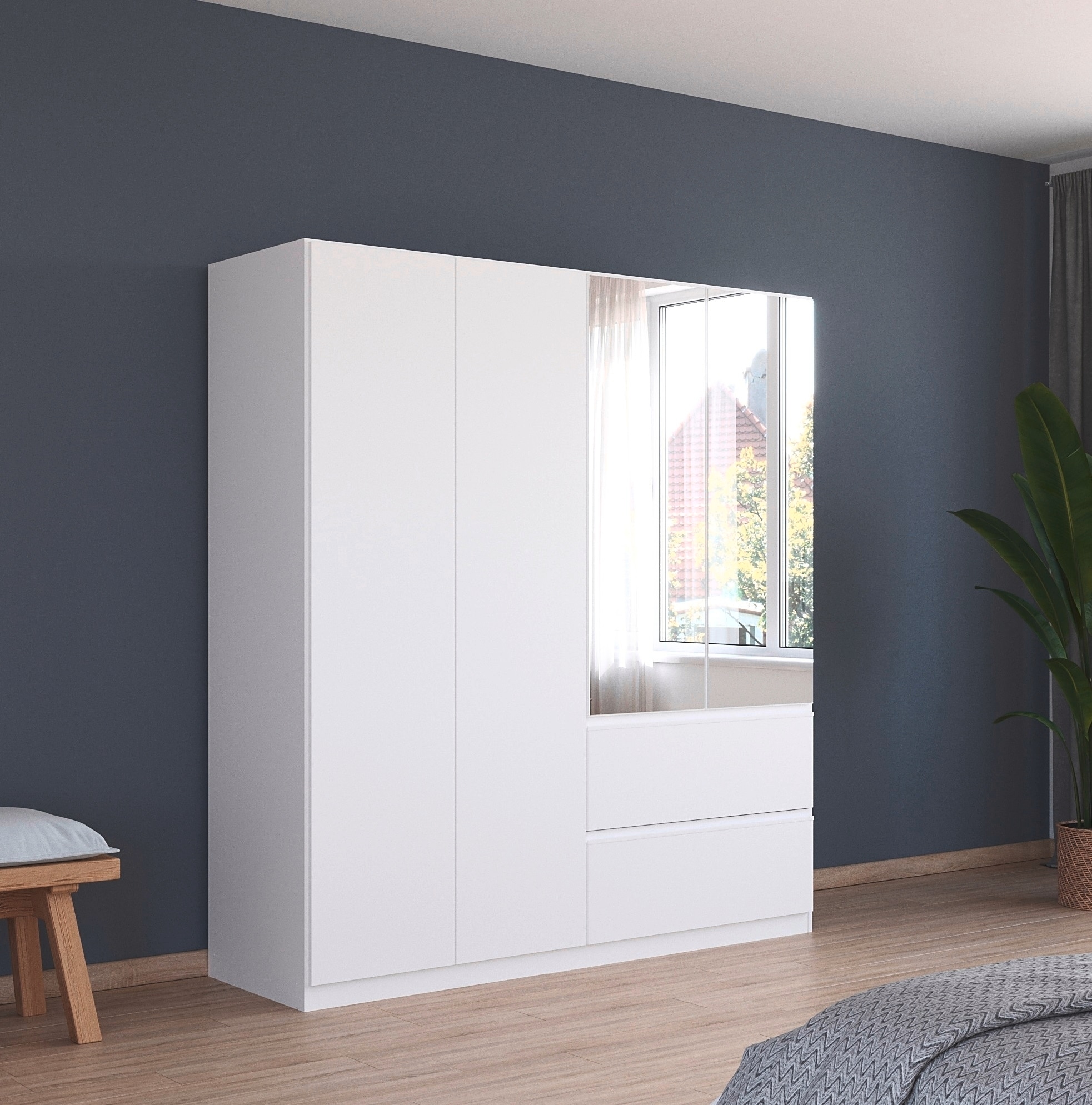 rauch Drehtürenschrank »Kleiderschrank Schrank Garderobe Wäscheschrank COSTA in 3 Breiten«, mit Spiegel, grifflose Front und Push-to-Open Funktion MADE IN GERMANY